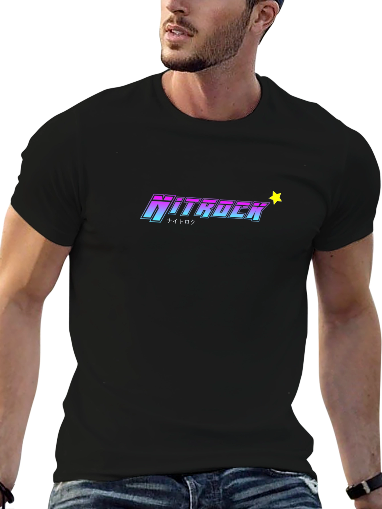 Nitrock Graphic Tee - Trendy Black T-Shirt