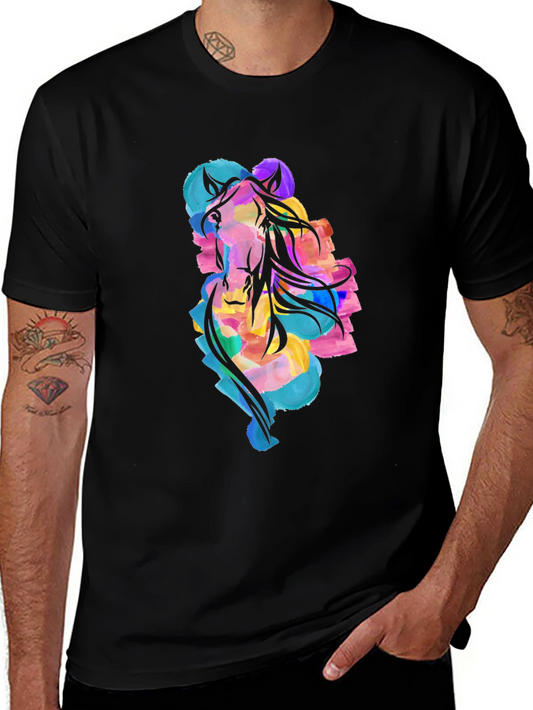 Watercolor Horse Graphic Black Tee