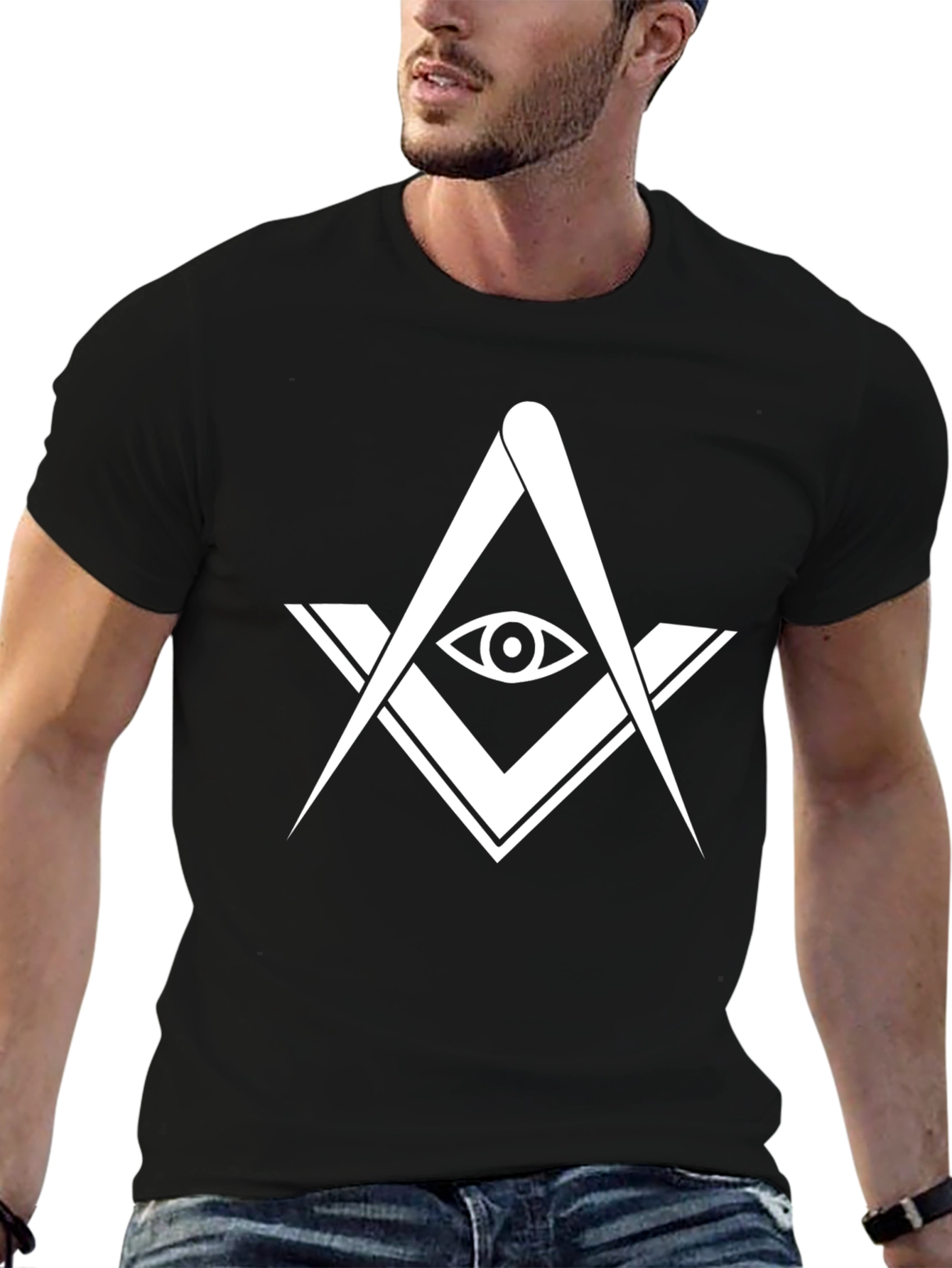 Masonic Symbol Graphic T-Shirt - Black