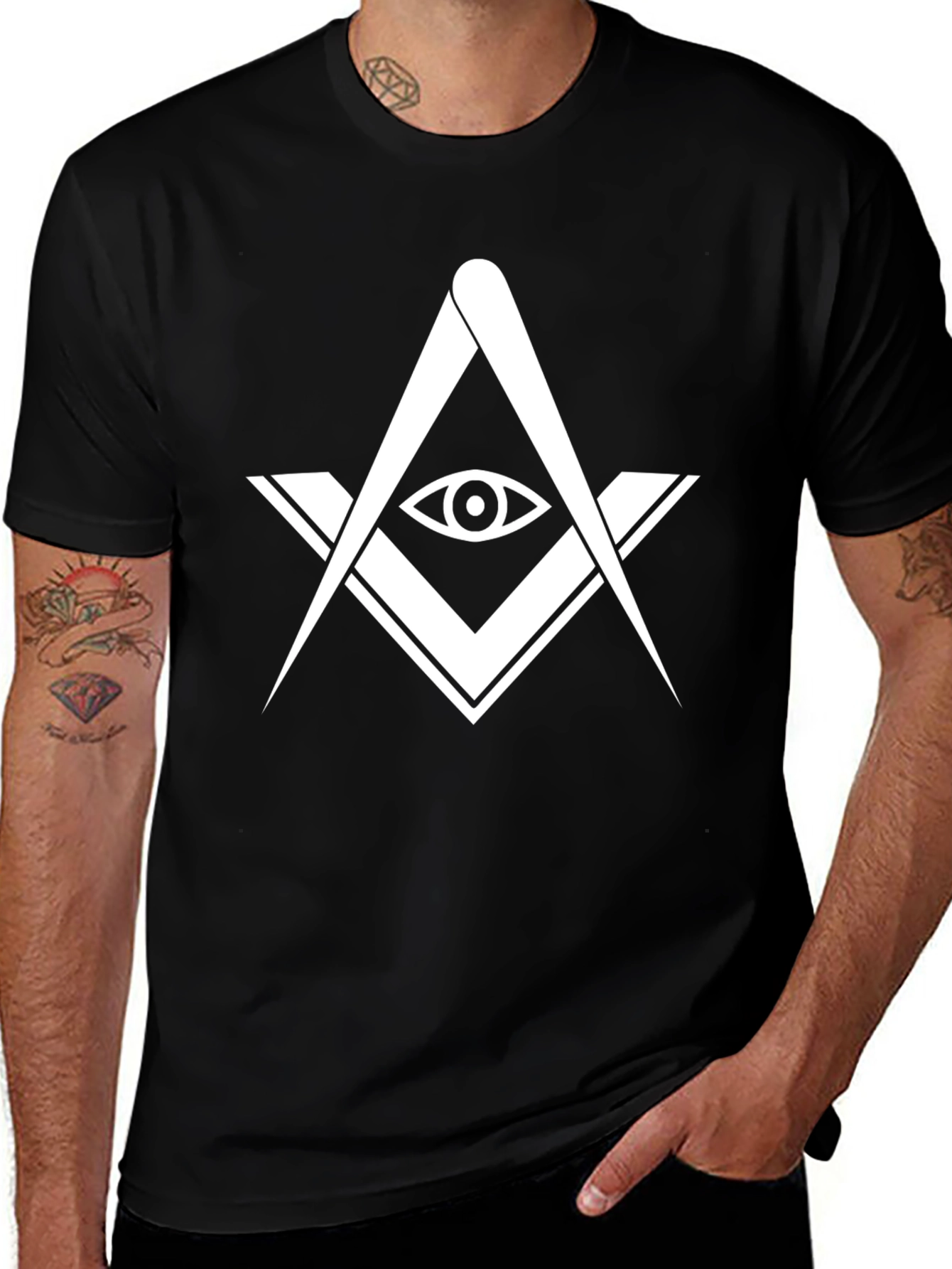 Masonic Symbol Graphic T-Shirt - Black