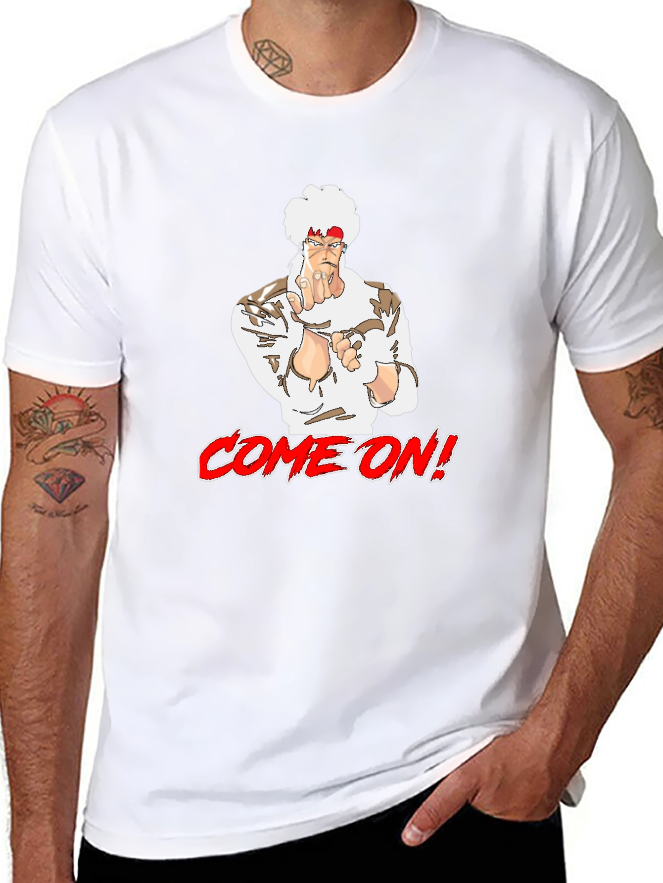 Retro Anime Style Graphic Tee - Come On!