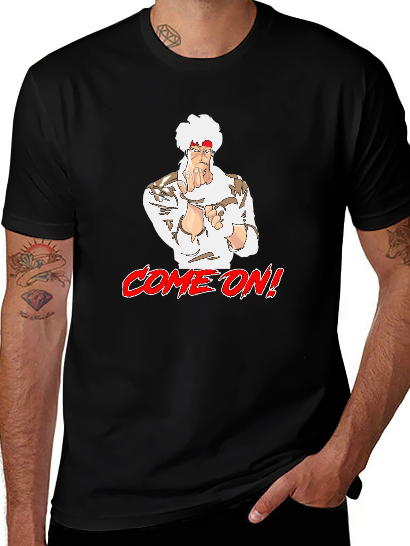 Retro Anime Style Graphic Tee - Come On!