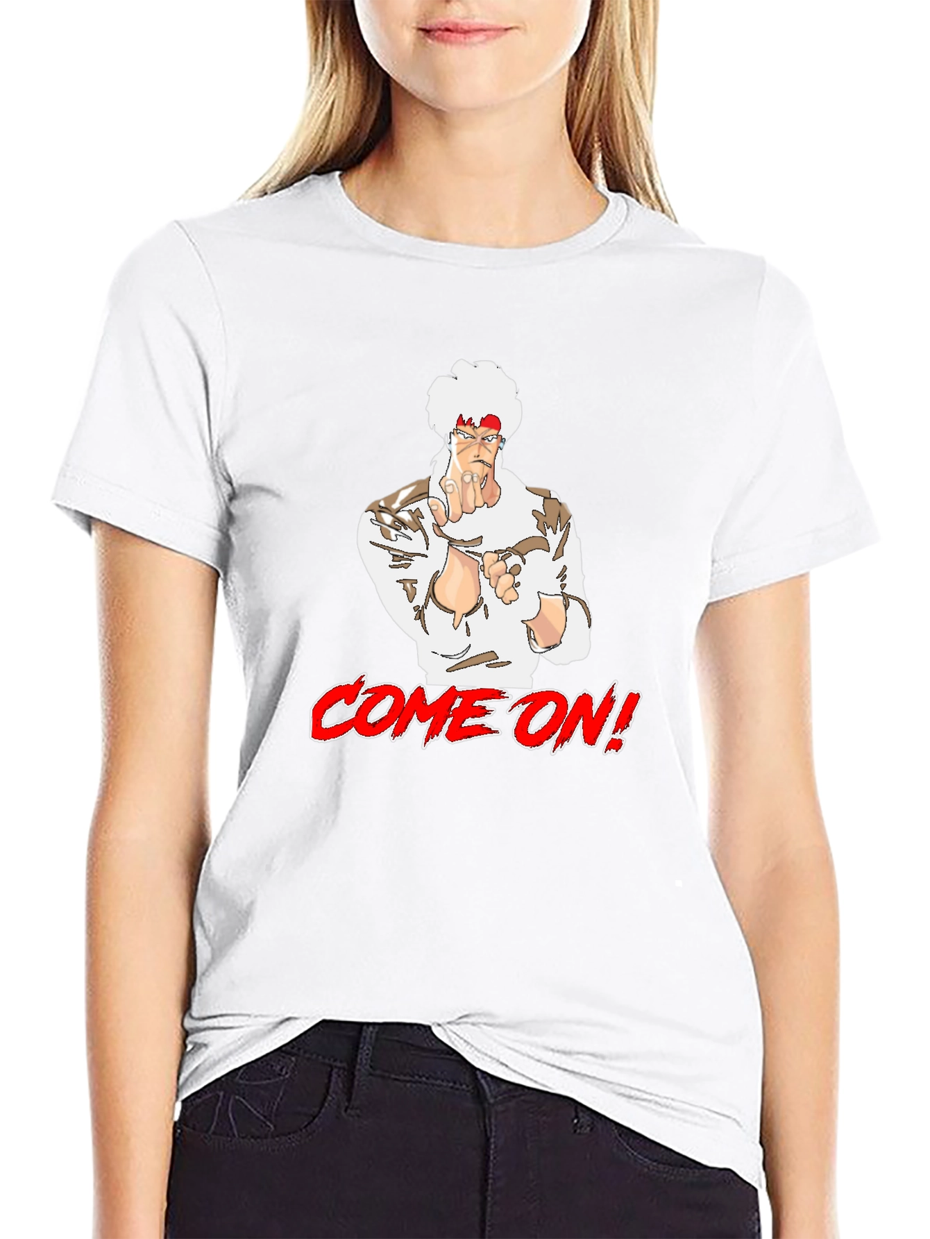 Retro Anime Style Graphic Tee - Come On!