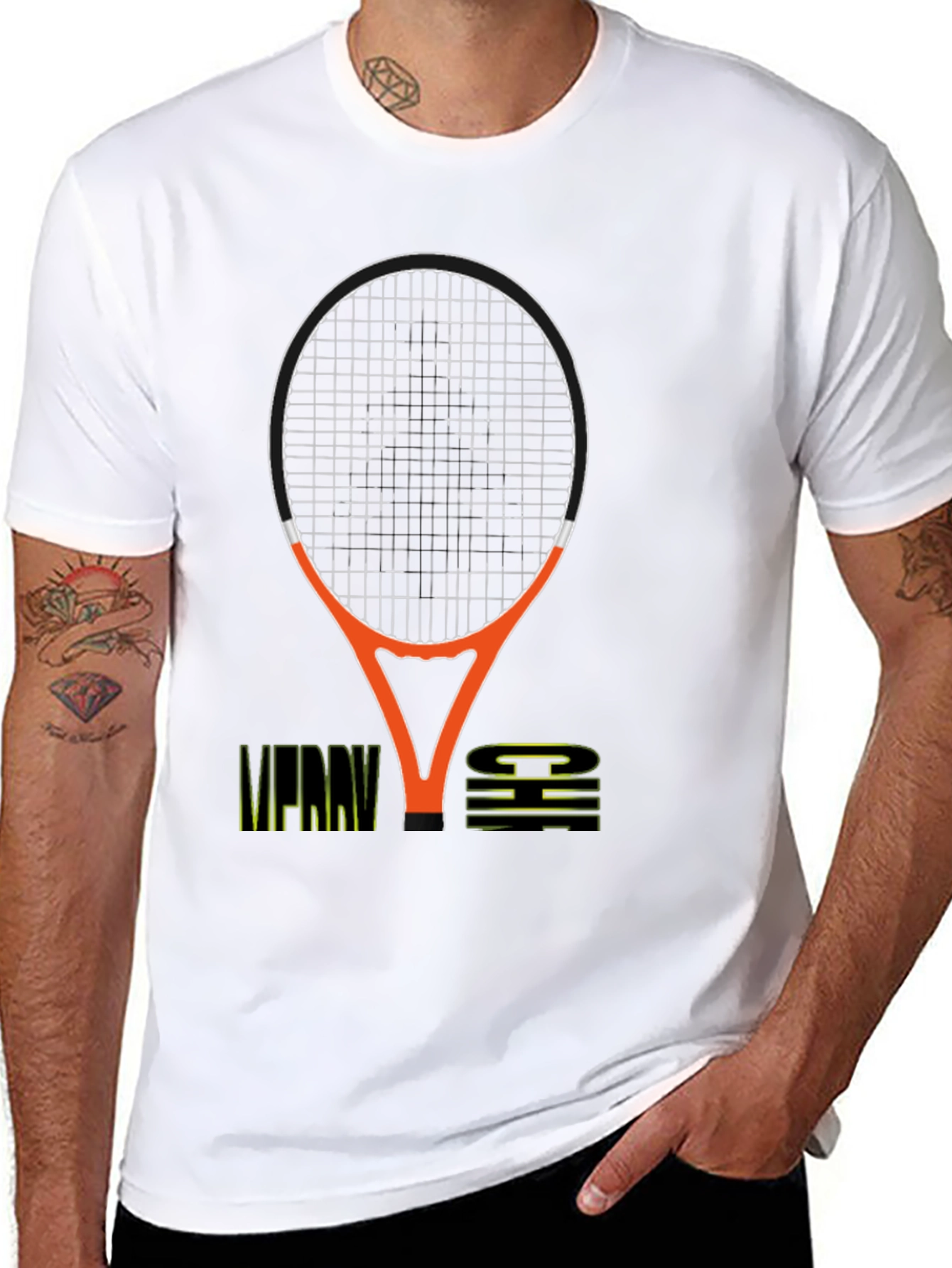 Merry Chi Christmas Tennis Racket Graphic T-Shirt