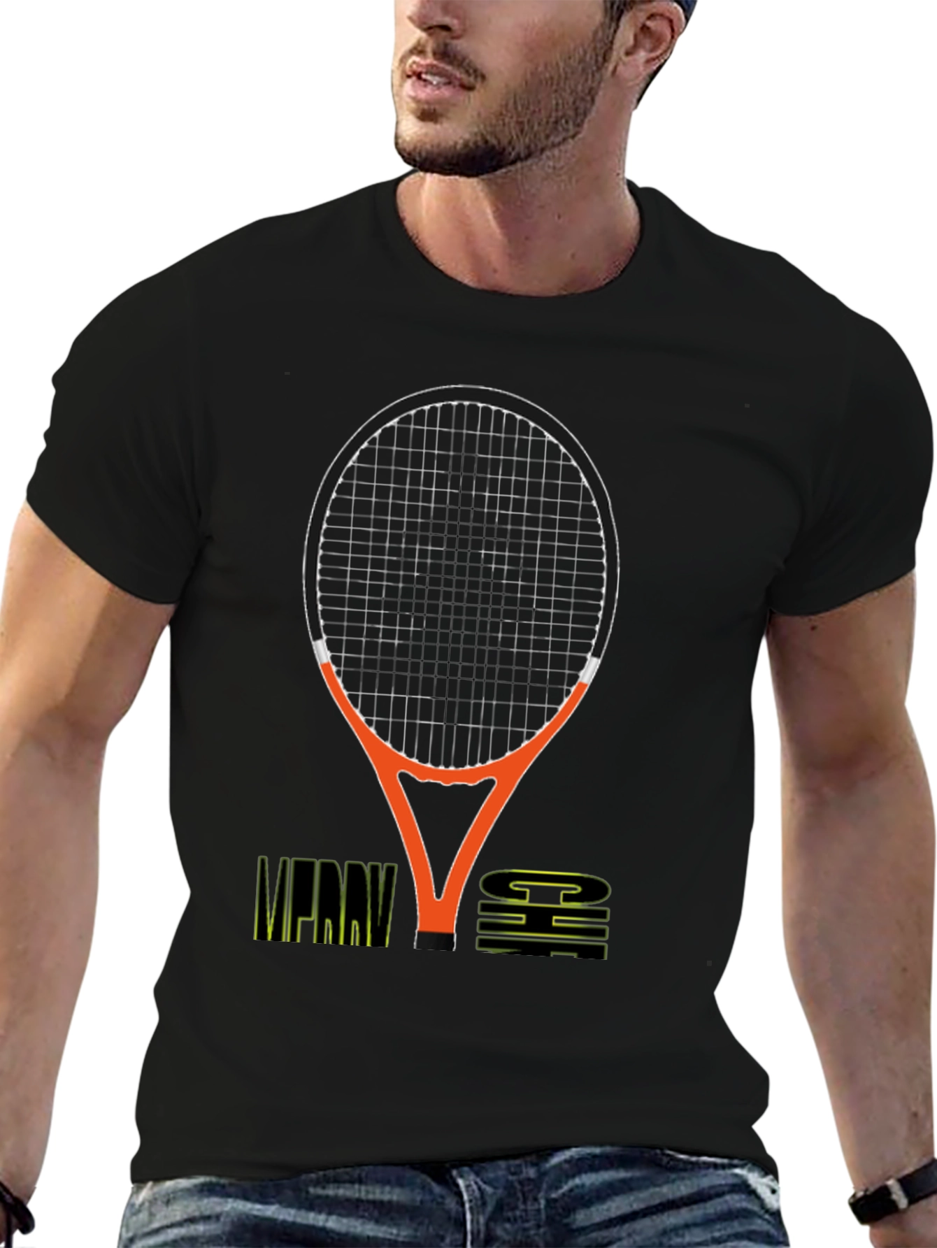 Merry Chi Christmas Tennis Racket Graphic T-Shirt