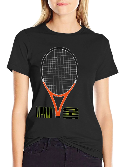 Merry Chi Christmas Tennis Racket Graphic T-Shirt