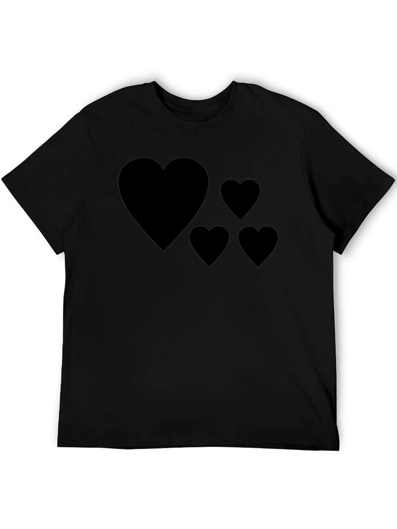 Mens Black T-Shirt with Heart Graphic