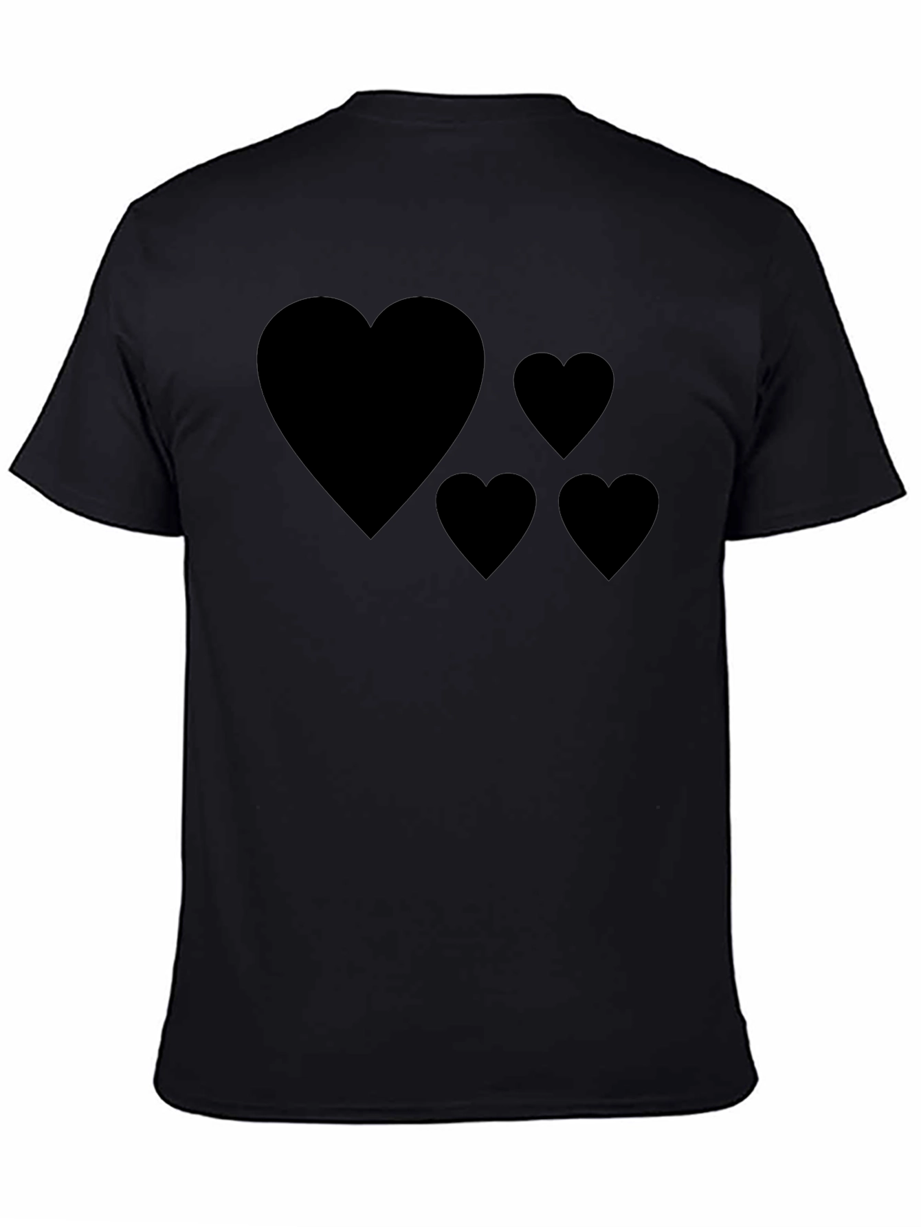 Mens Black T-Shirt with Heart Graphic