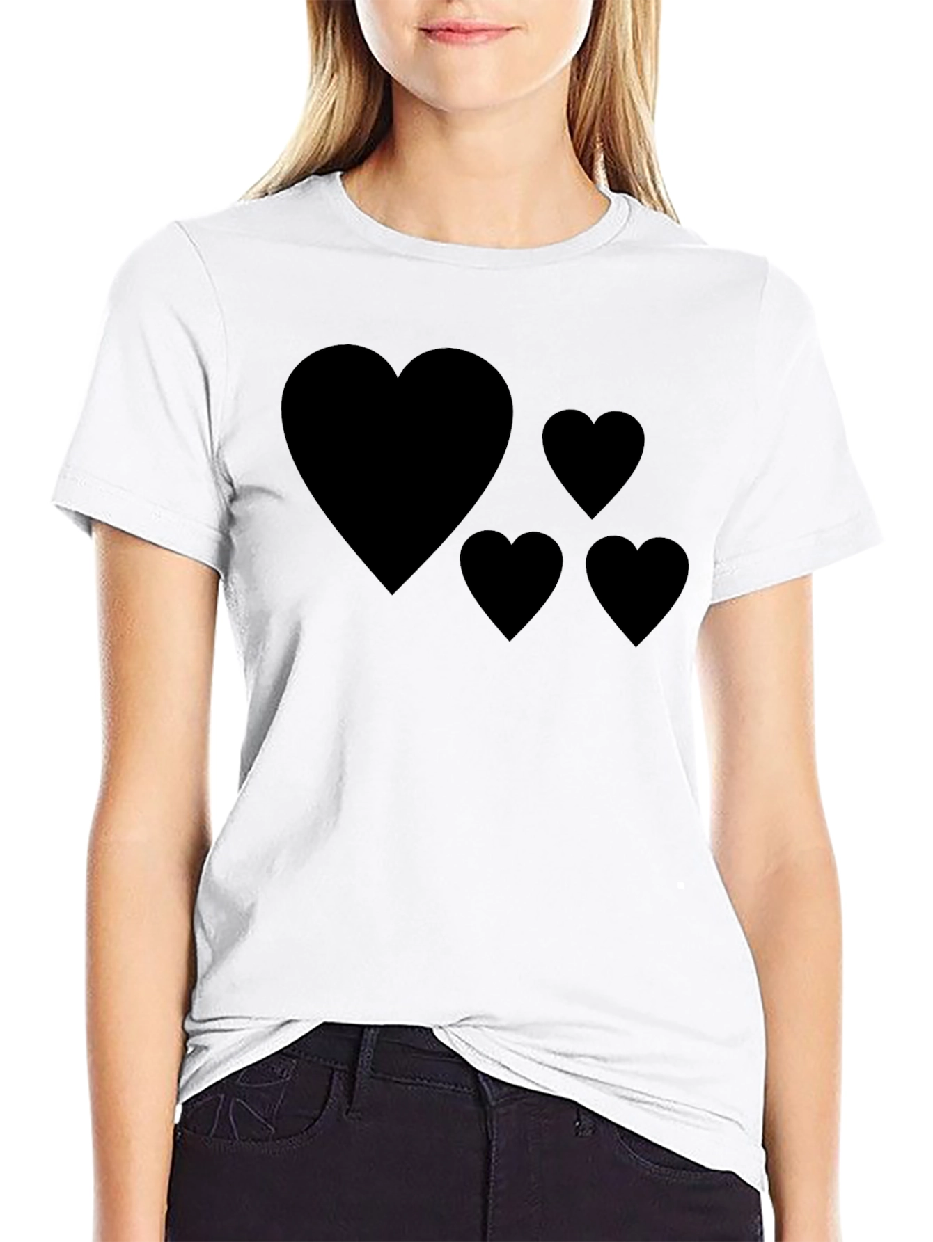 Mens Black T-Shirt with Heart Graphic