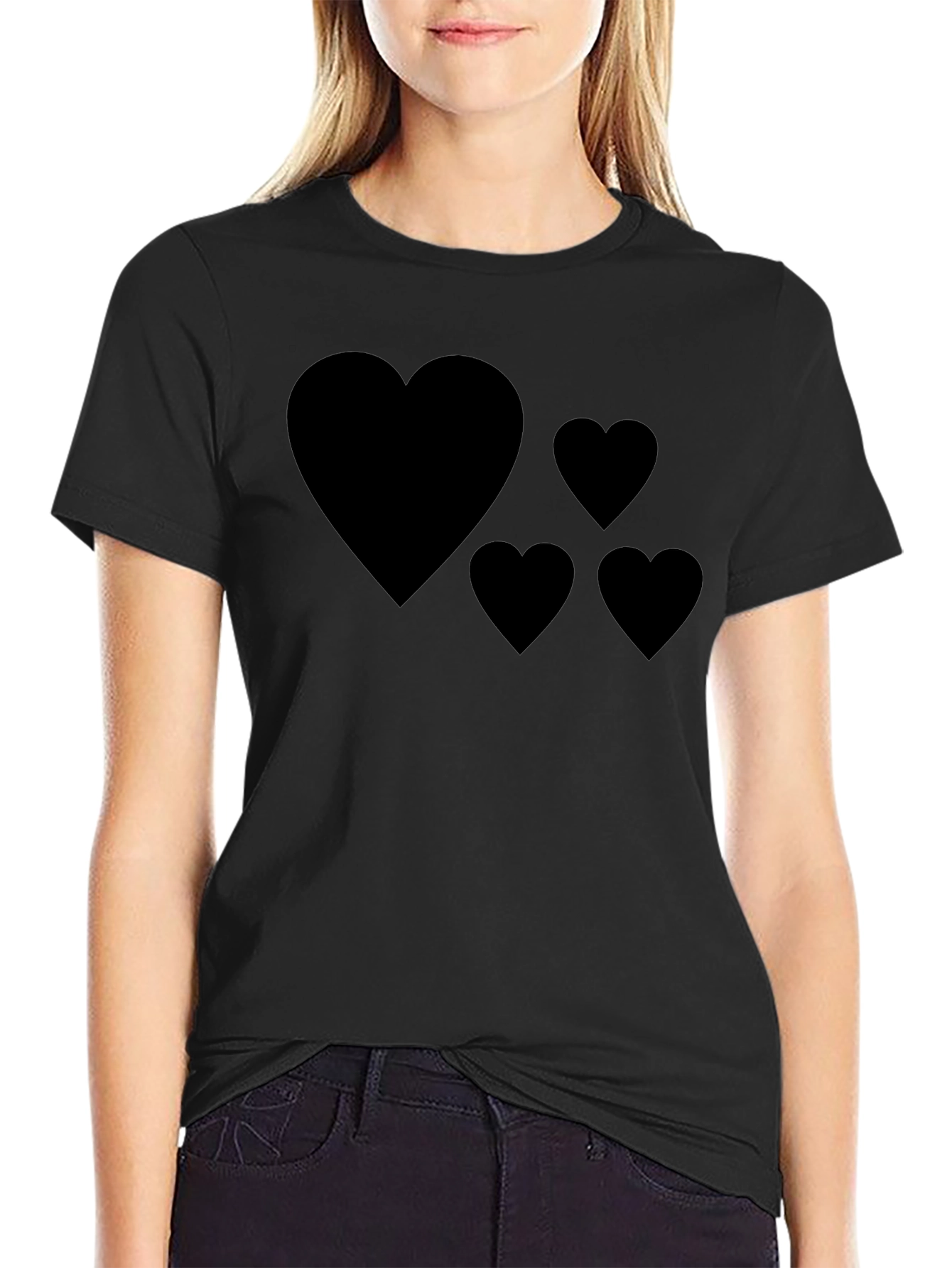 Mens Black T-Shirt with Heart Graphic