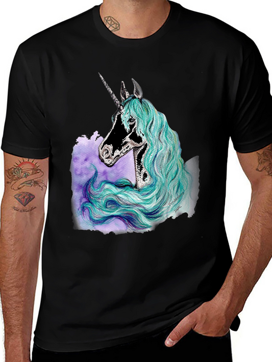 Unicorn Graphic T-Shirt - Black Cotton Tee