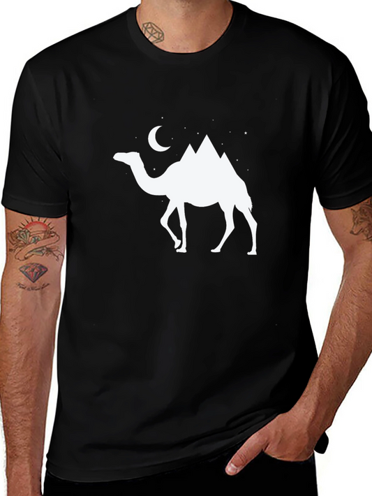 Camel Moon Desert T-Shirt - Black Cotton Tee
