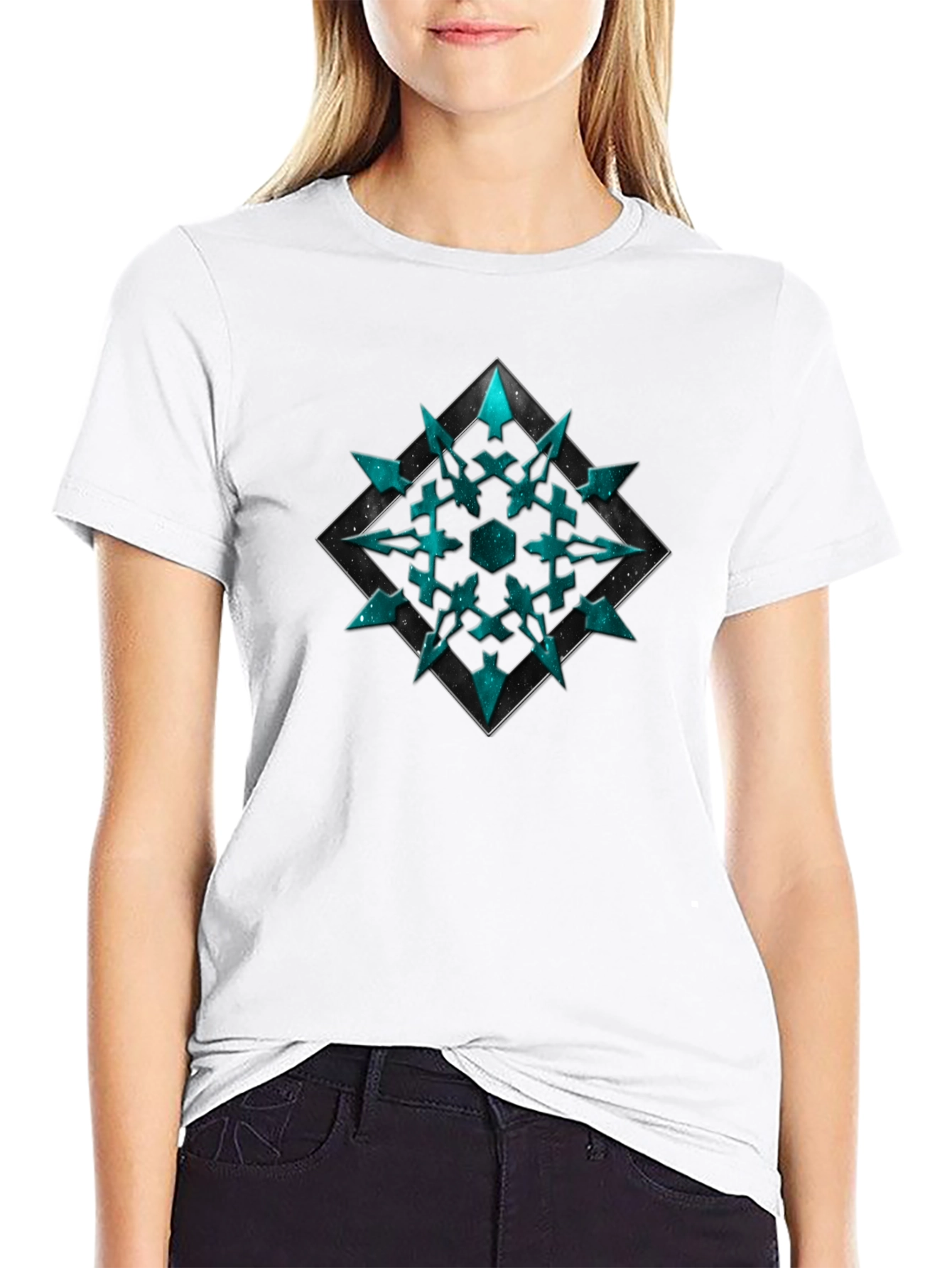 Geometric Teal Snowflake T-Shirt