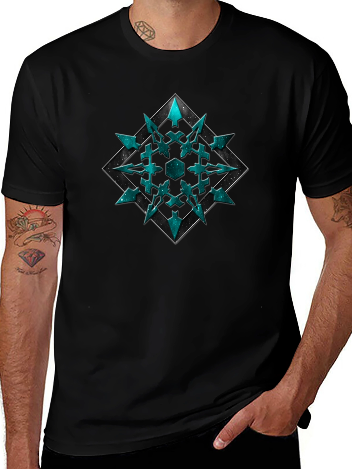 Geometric Teal Snowflake T-Shirt