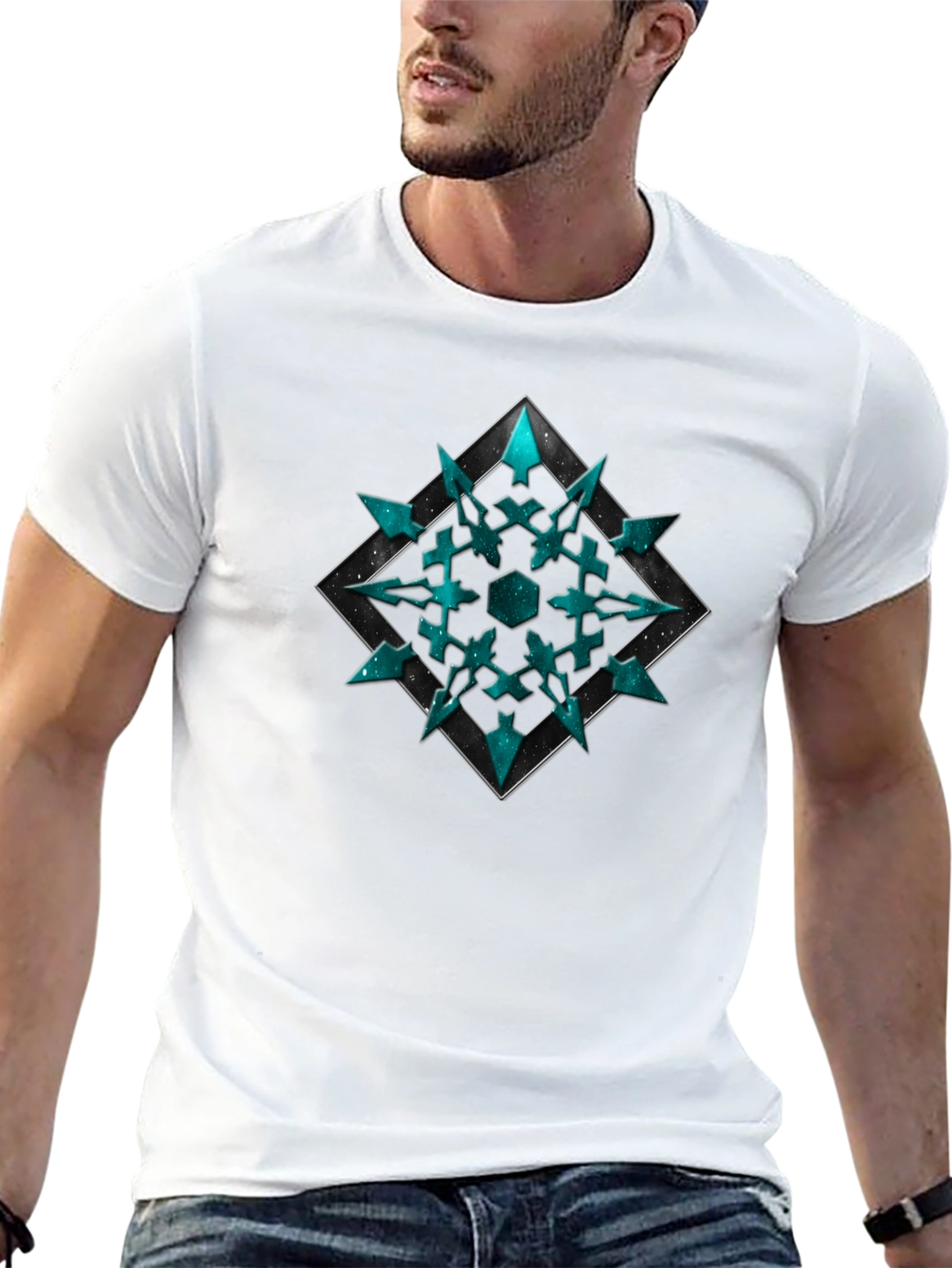 Geometric Teal Snowflake T-Shirt