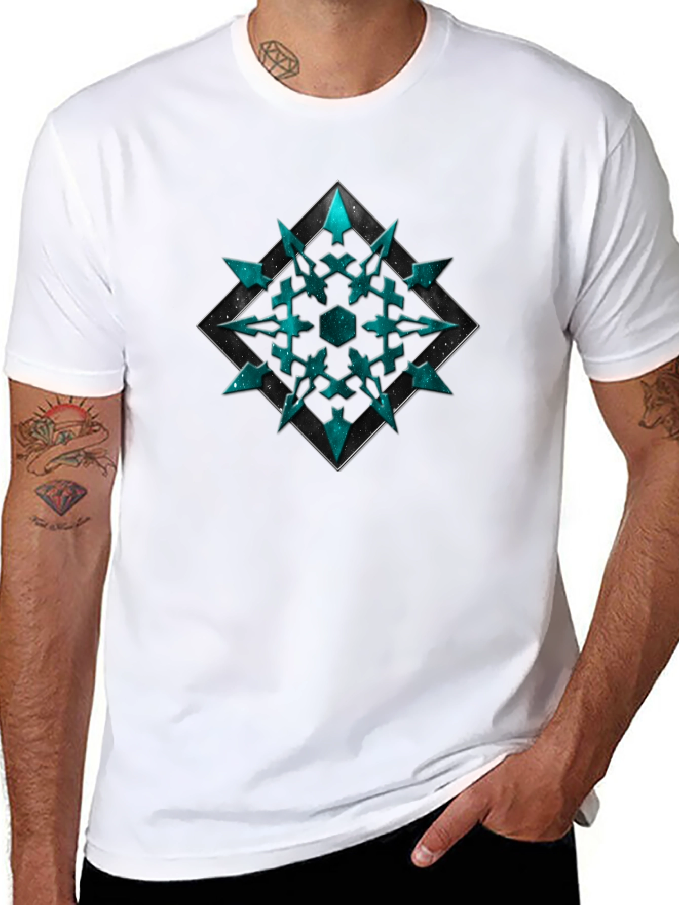 Geometric Teal Snowflake T-Shirt