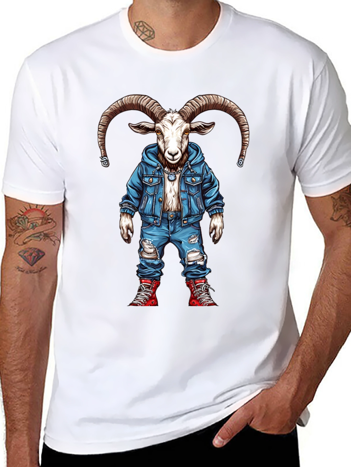 Goat Denim Graphic Tee - Urban Style