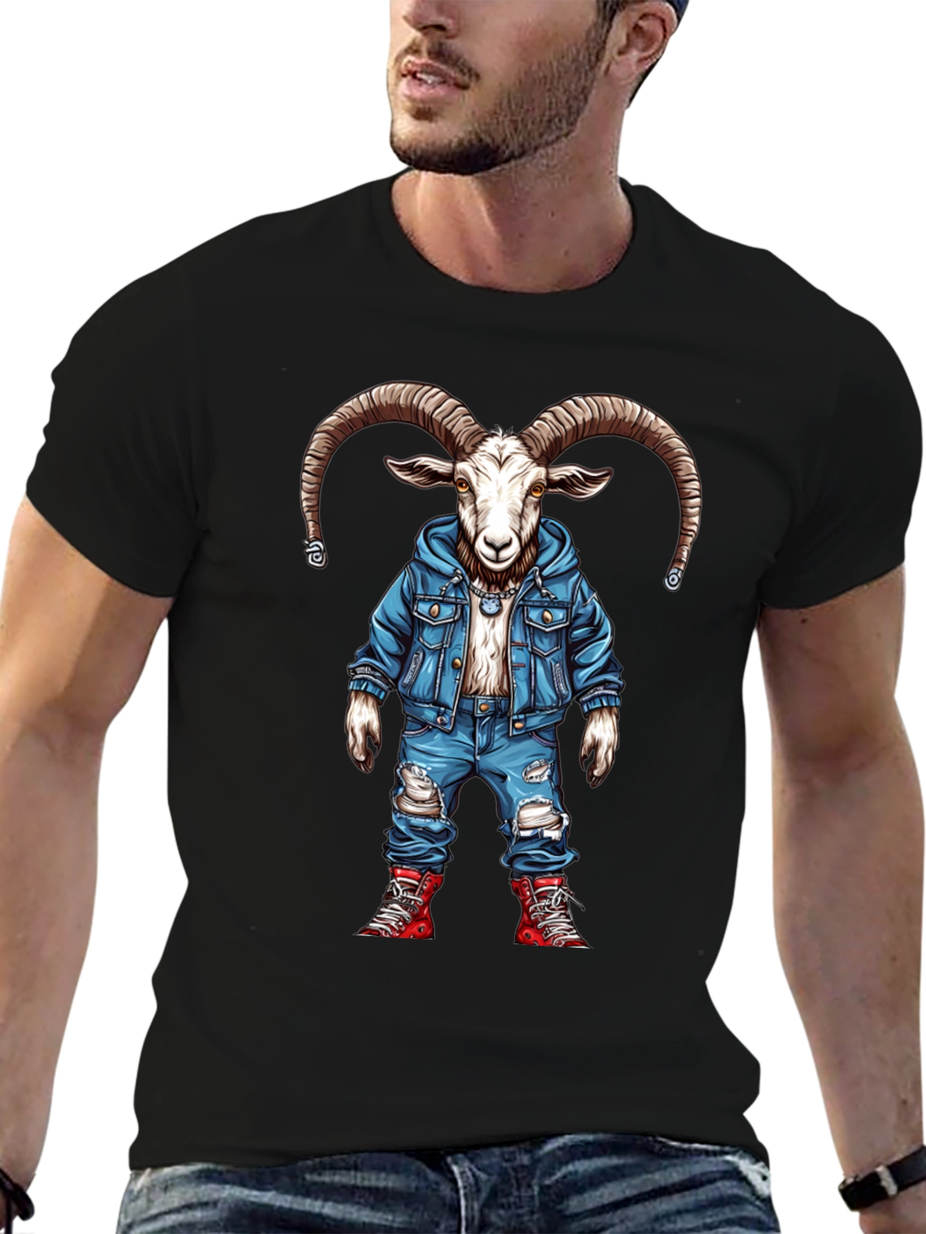 Goat Denim Graphic Tee - Urban Style