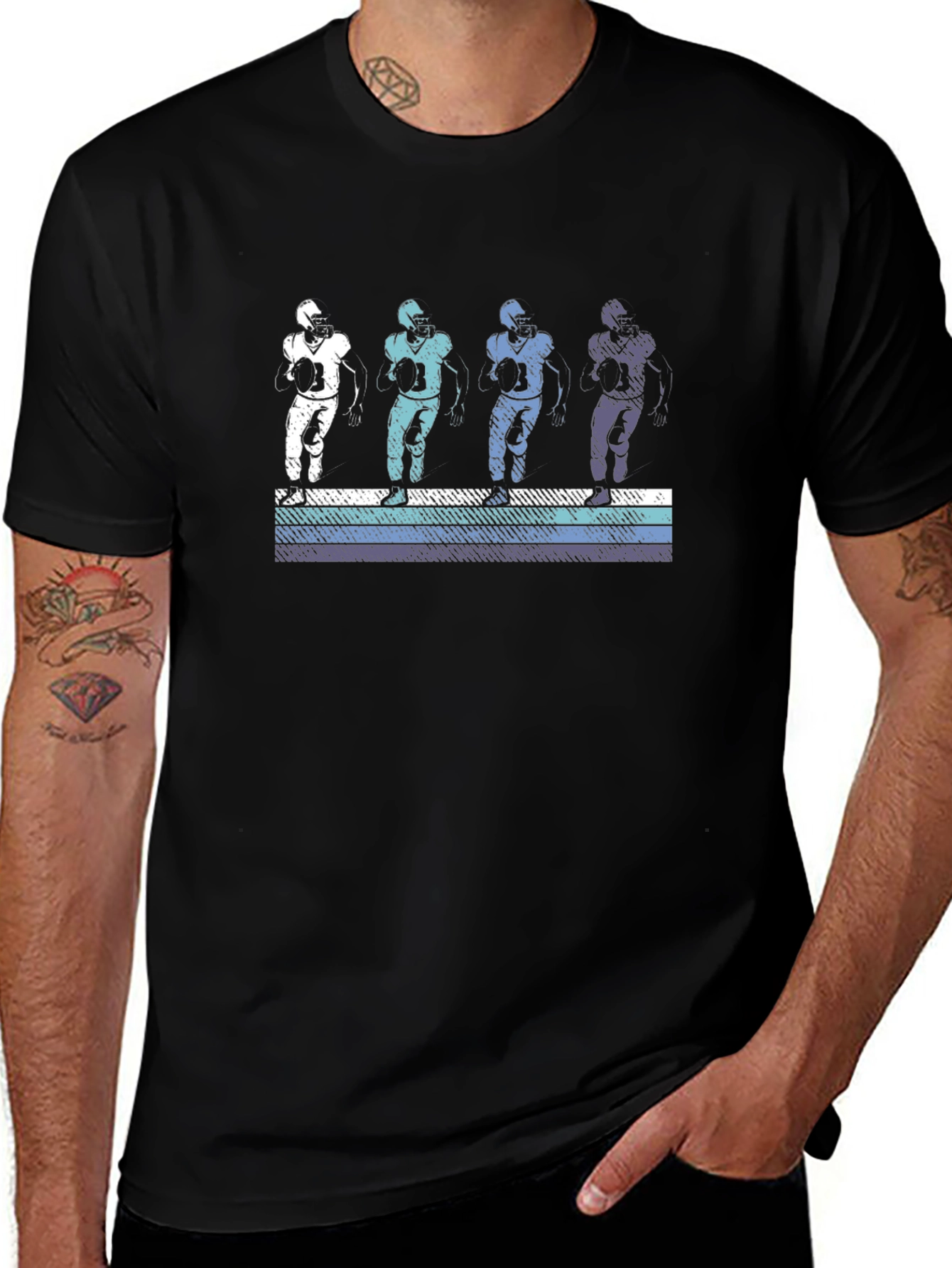 Retro Football Player Graphic T-Shirt
