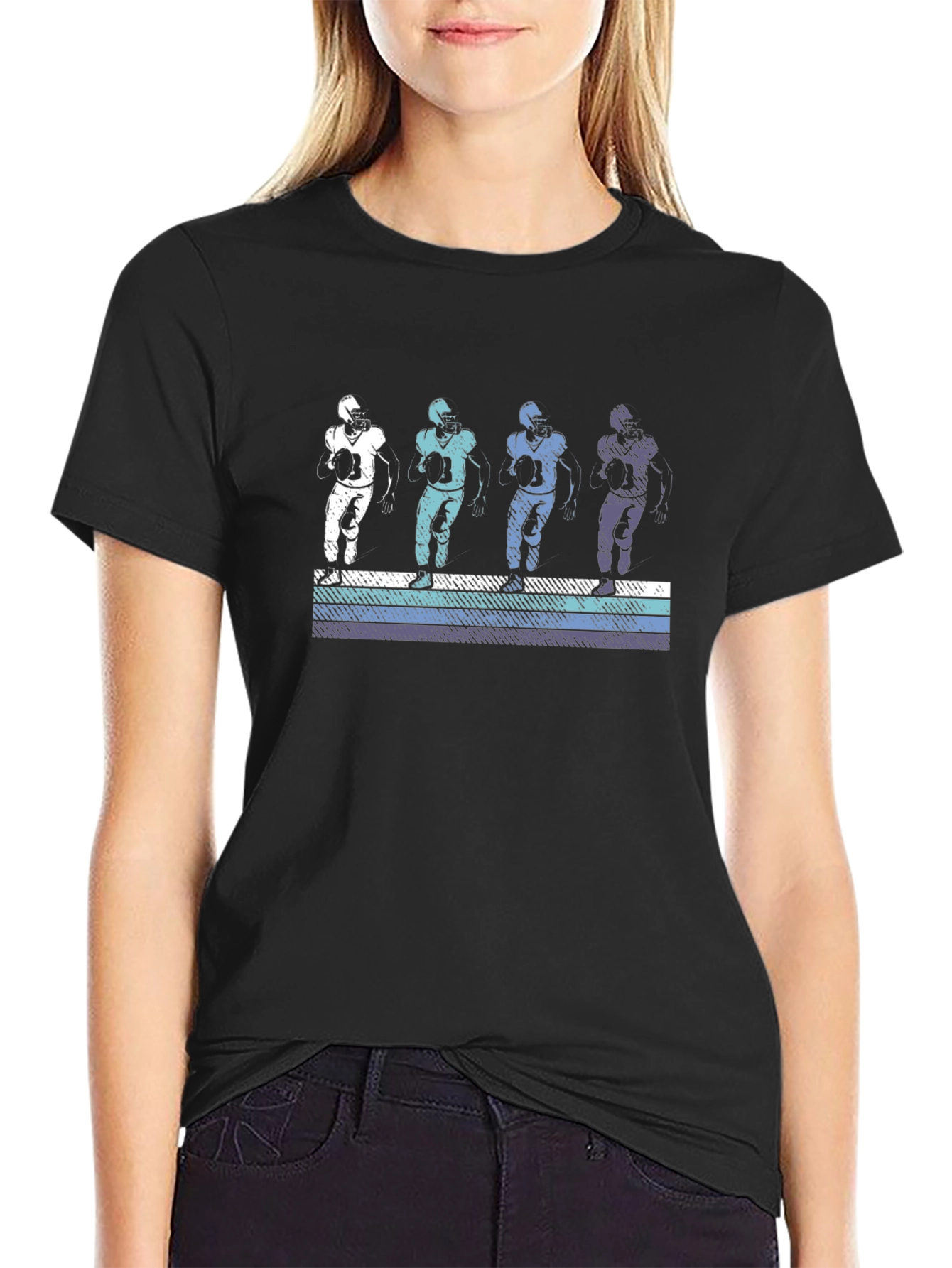 Retro Football Player Graphic T-Shirt