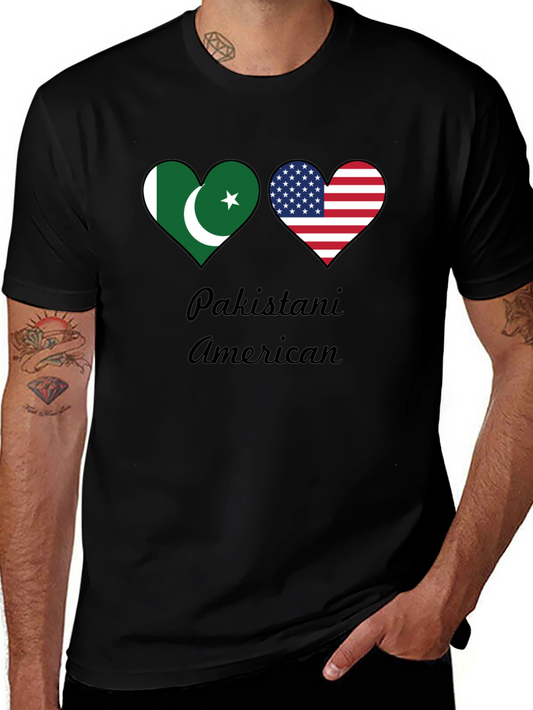 Pakistani American Pride T-Shirt: Heart Flags