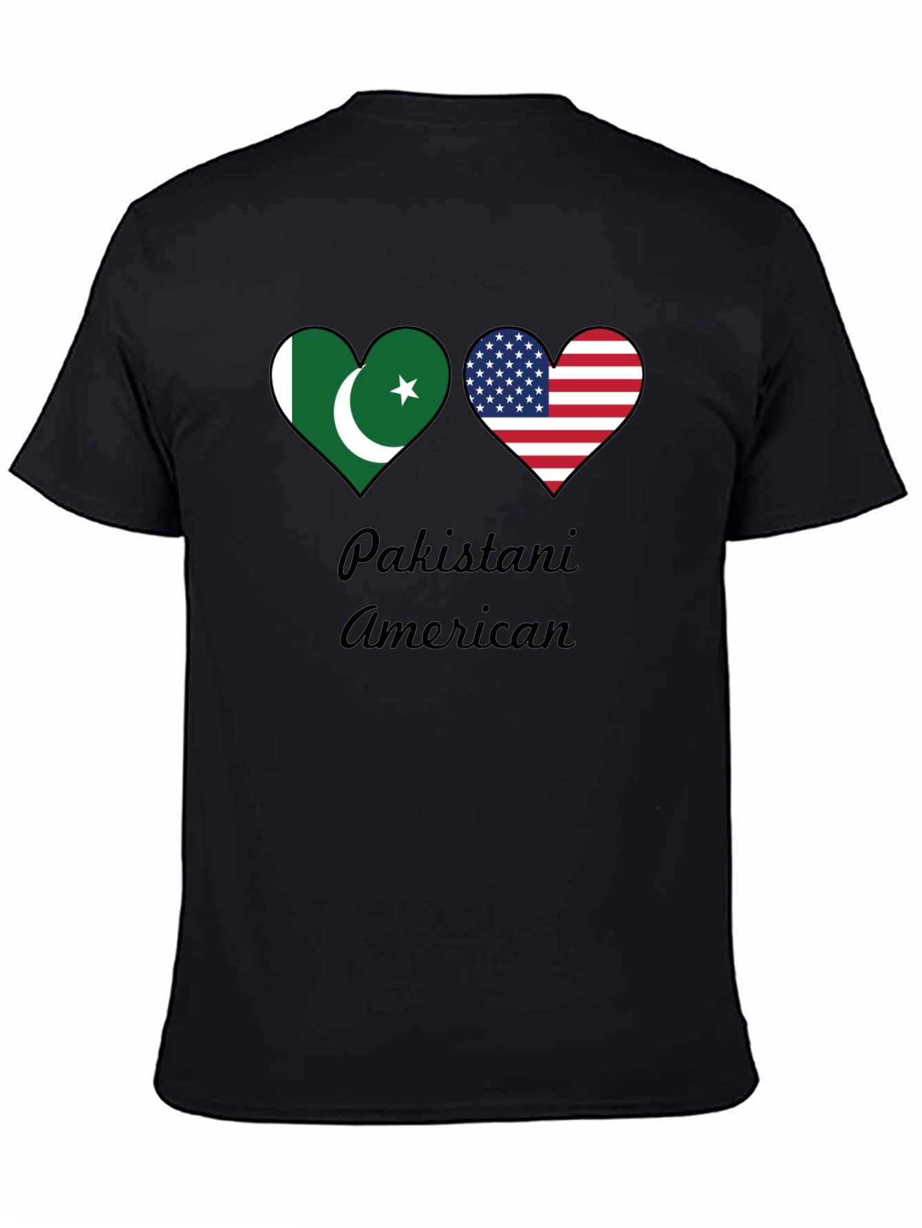 Pakistani American Pride T-Shirt: Heart Flags