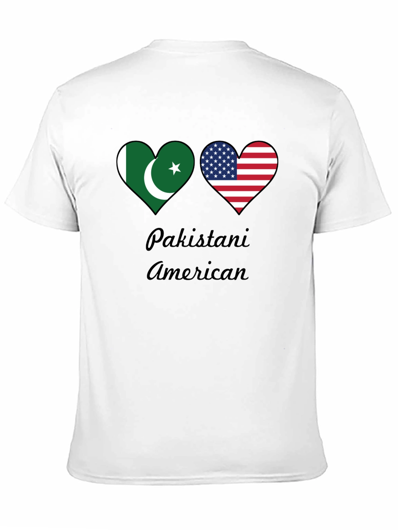 Pakistani American Pride T-Shirt: Heart Flags