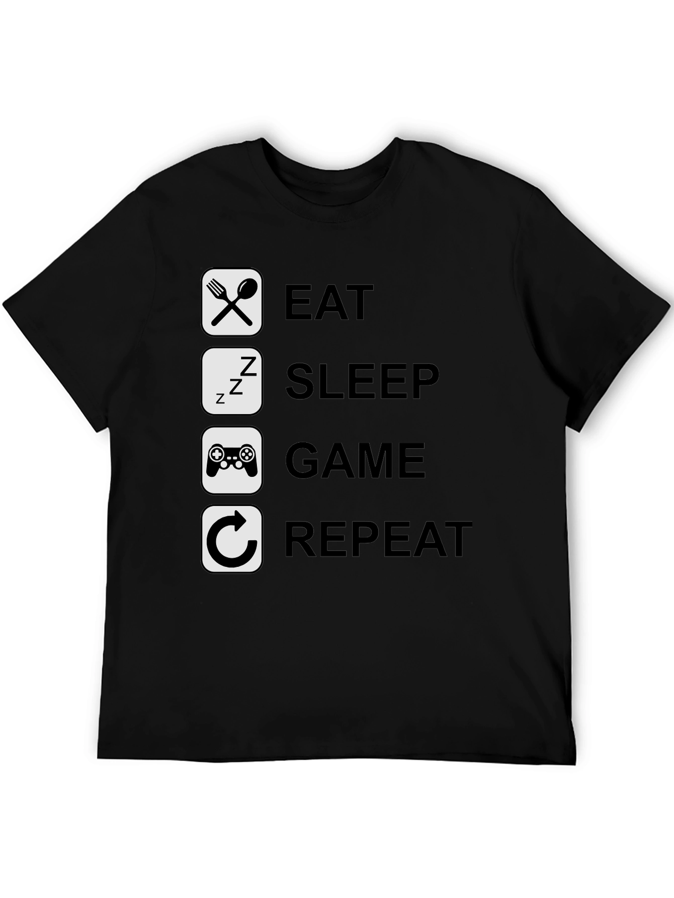Eat Sleep Game Repeat Graphic Tee - Gamer T-Shirt