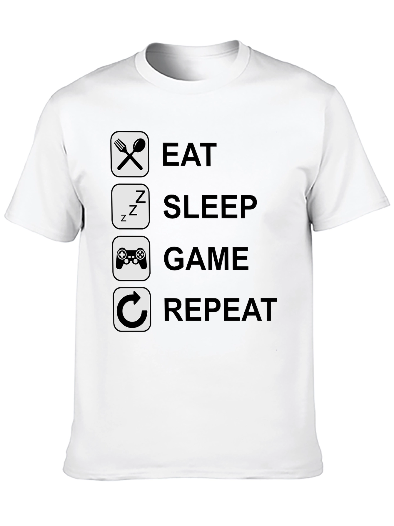 Eat Sleep Game Repeat Graphic Tee - Gamer T-Shirt