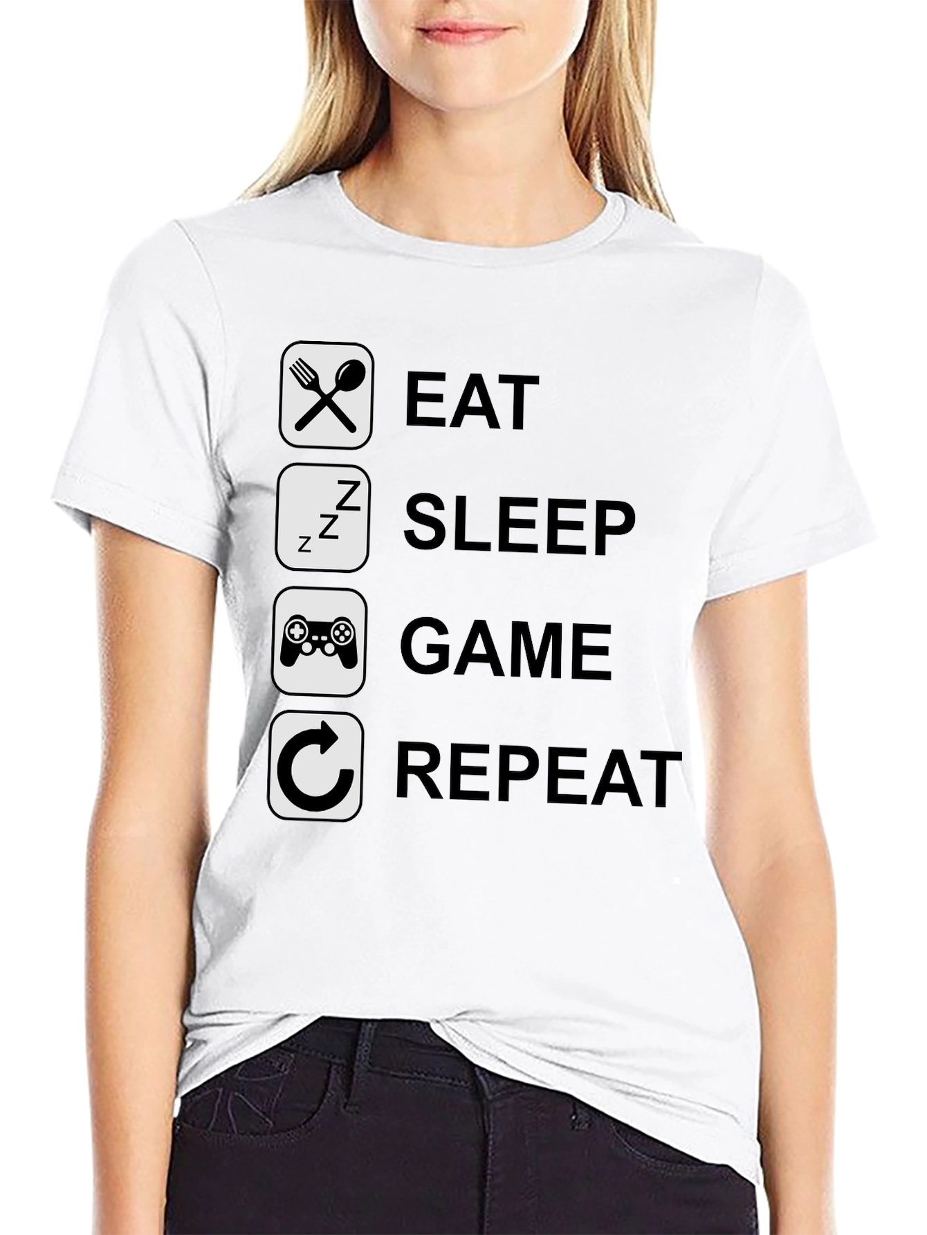 Eat Sleep Game Repeat Graphic Tee - Gamer T-Shirt