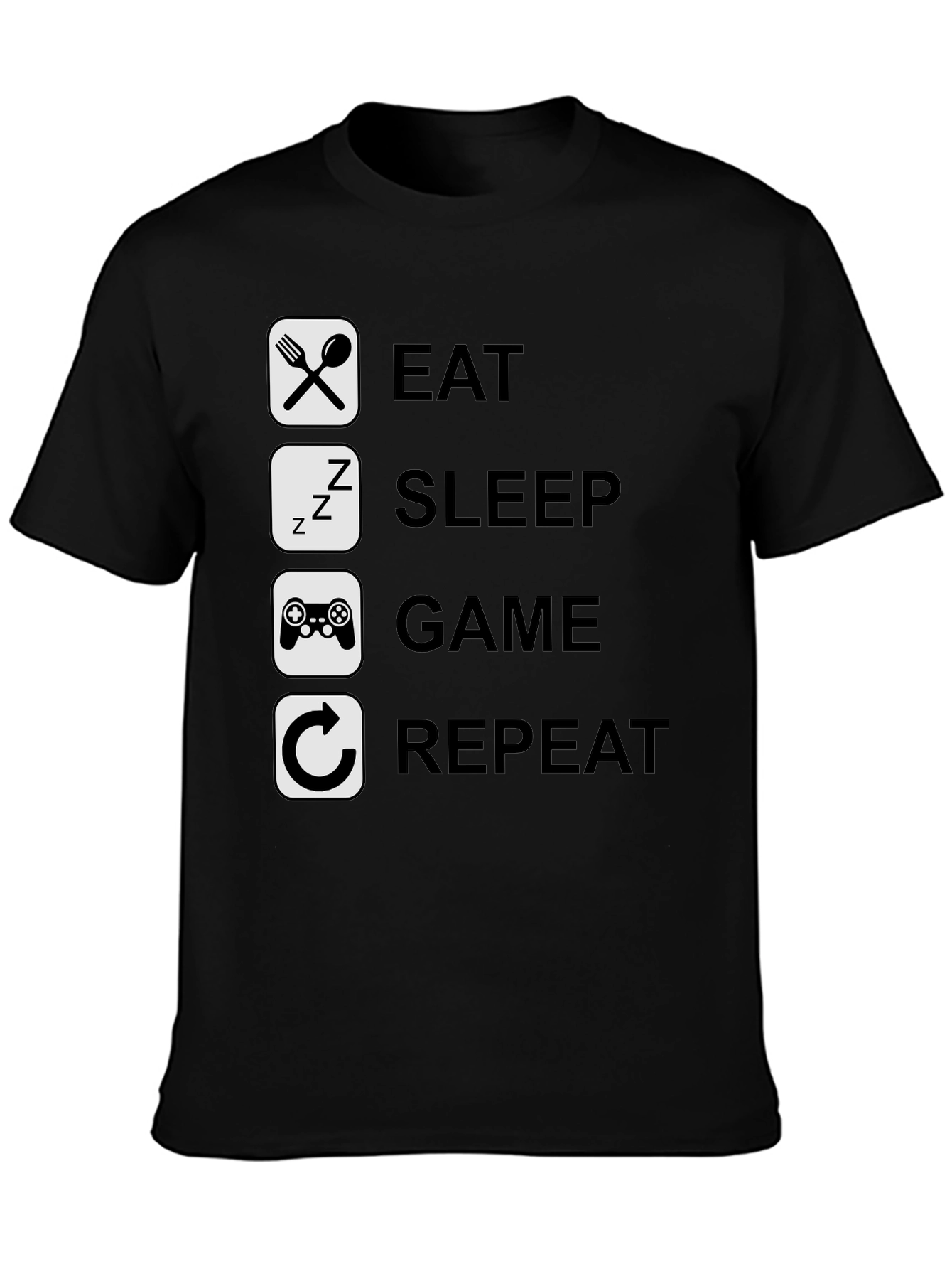 Eat Sleep Game Repeat Graphic Tee - Gamer T-Shirt