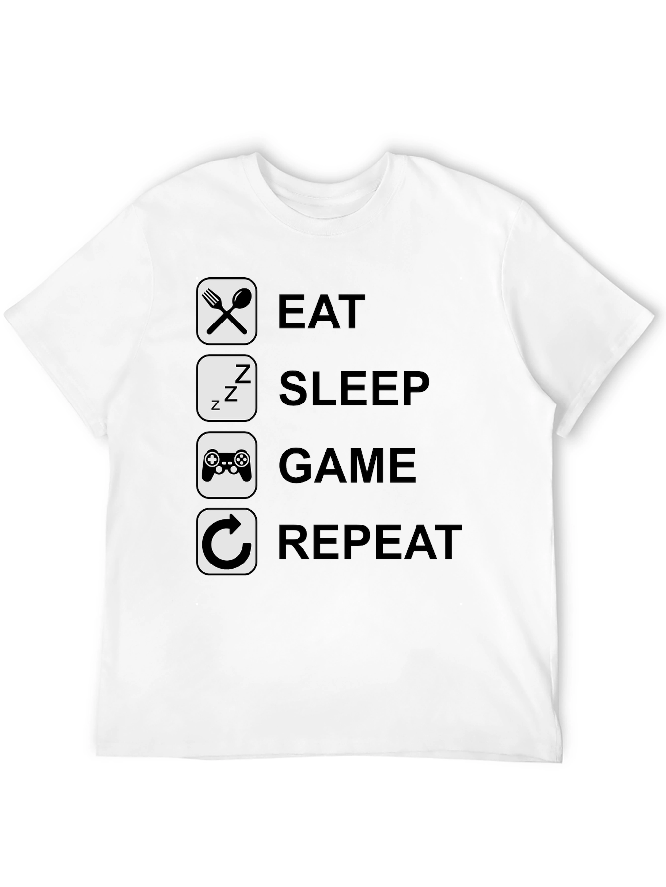 Eat Sleep Game Repeat Graphic Tee - Gamer T-Shirt