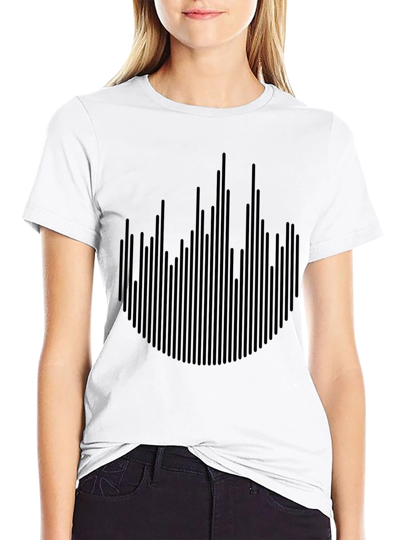 Modern Black Graphic Tee - Abstract Soundwave Design