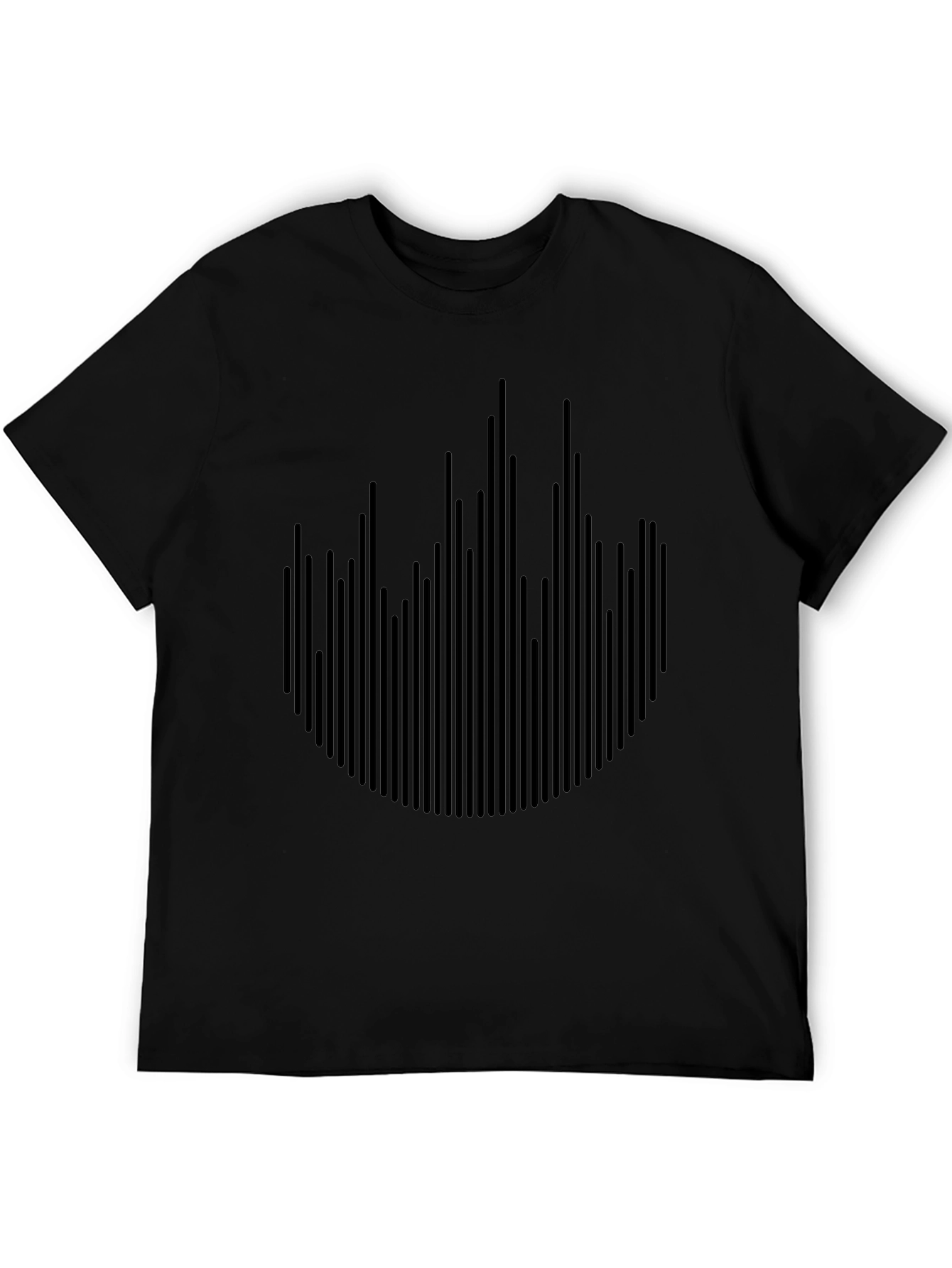 Modern Black Graphic Tee - Abstract Soundwave Design