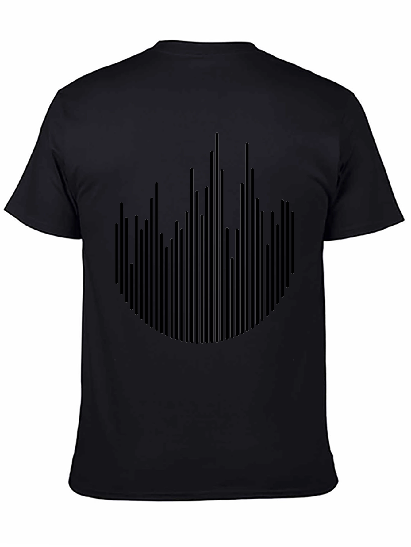 Modern Black Graphic Tee - Abstract Soundwave Design