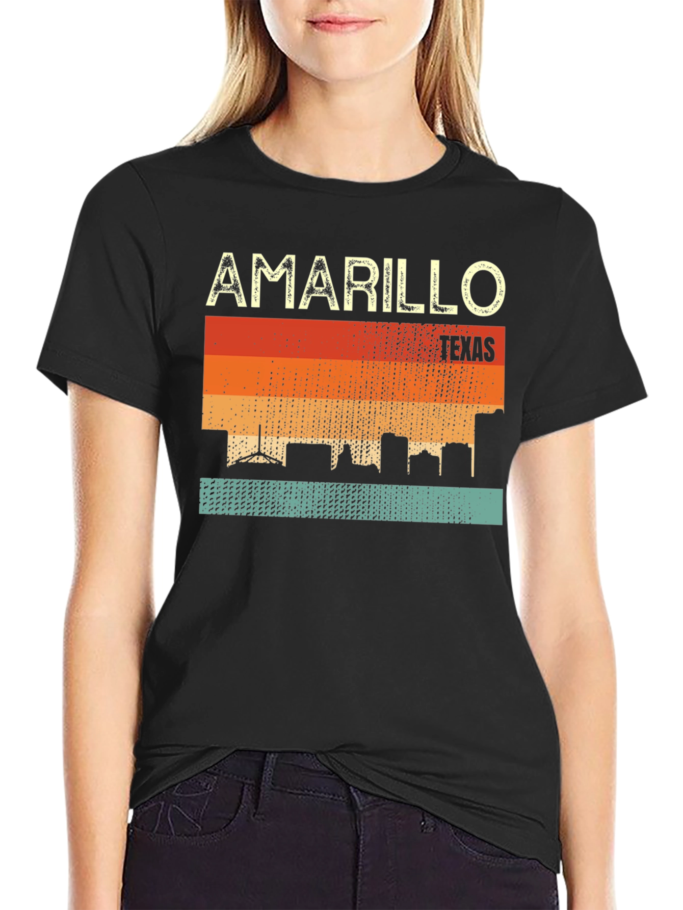 Amarillo Texas Skyline Retro T-Shirt