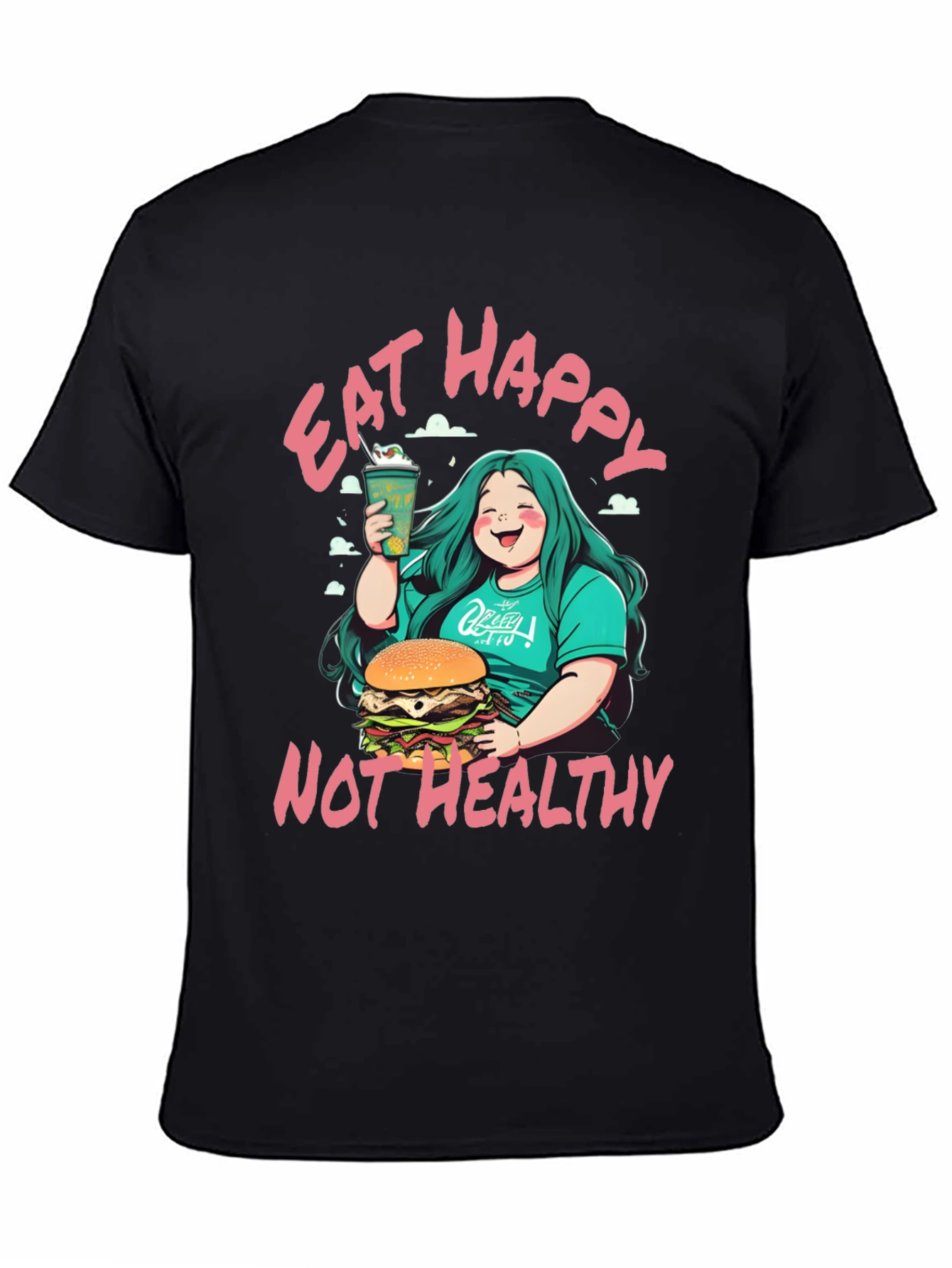 Eat Happy Not Healthy T-Shirt - Bold Graphic Tee