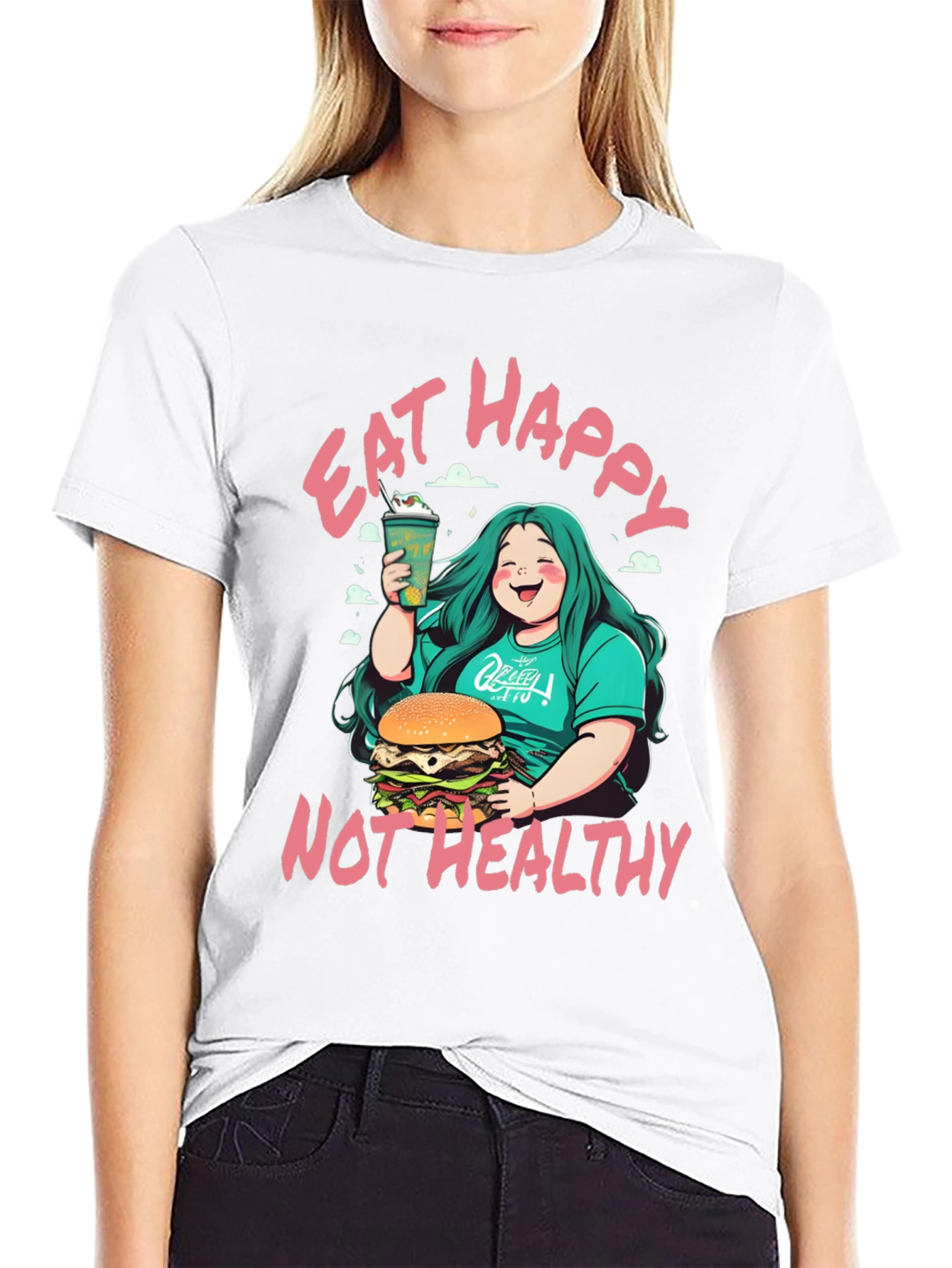 Eat Happy Not Healthy T-Shirt - Bold Graphic Tee