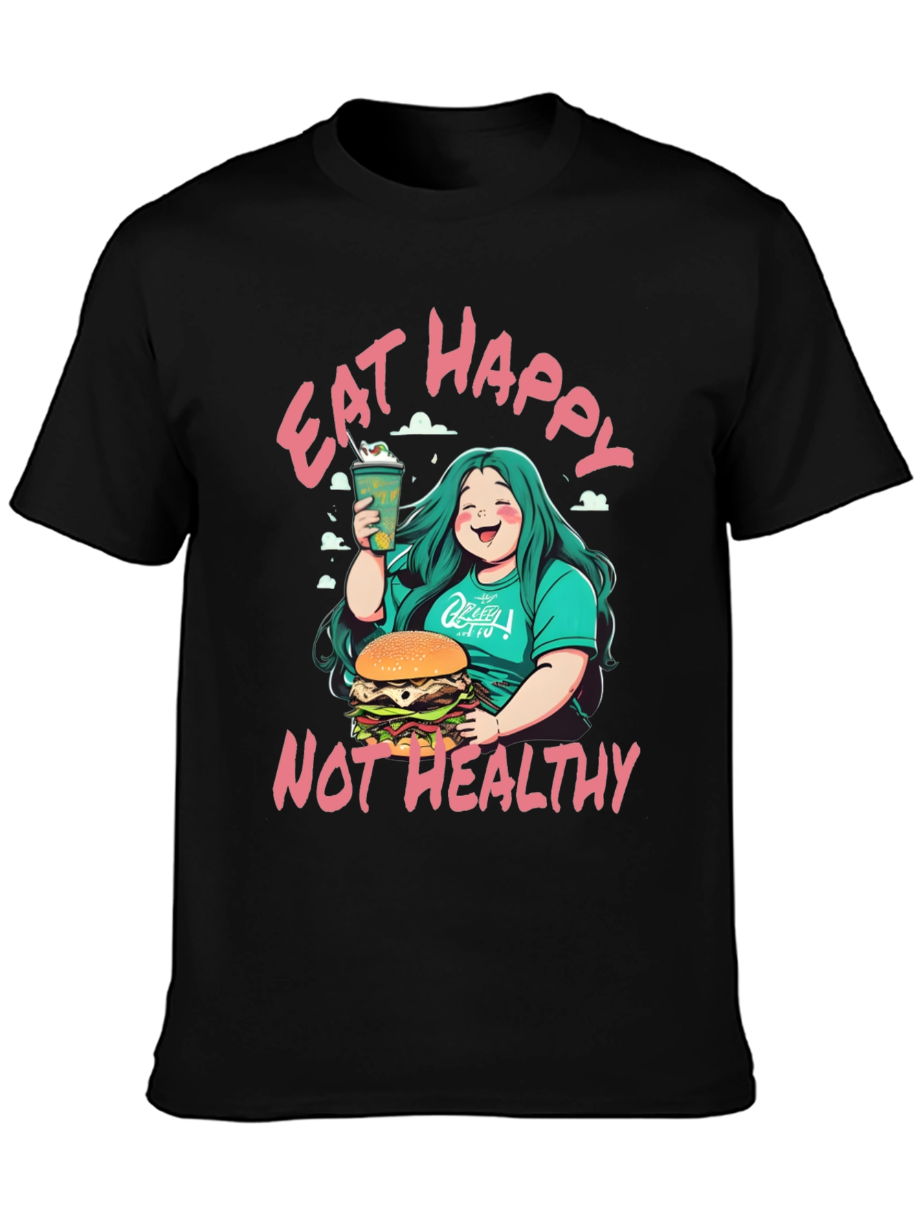 Eat Happy Not Healthy T-Shirt - Bold Graphic Tee