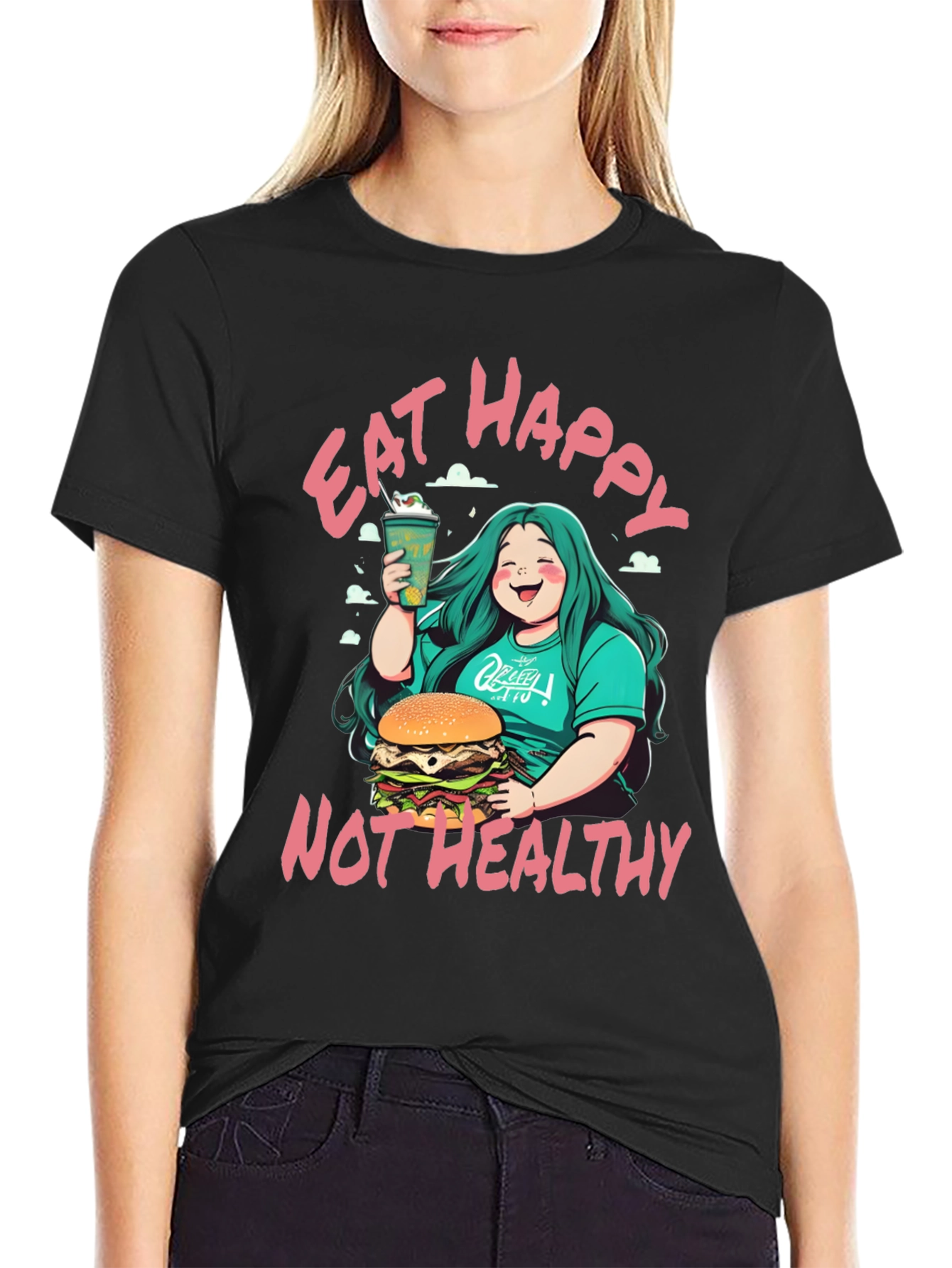 Eat Happy Not Healthy T-Shirt - Bold Graphic Tee