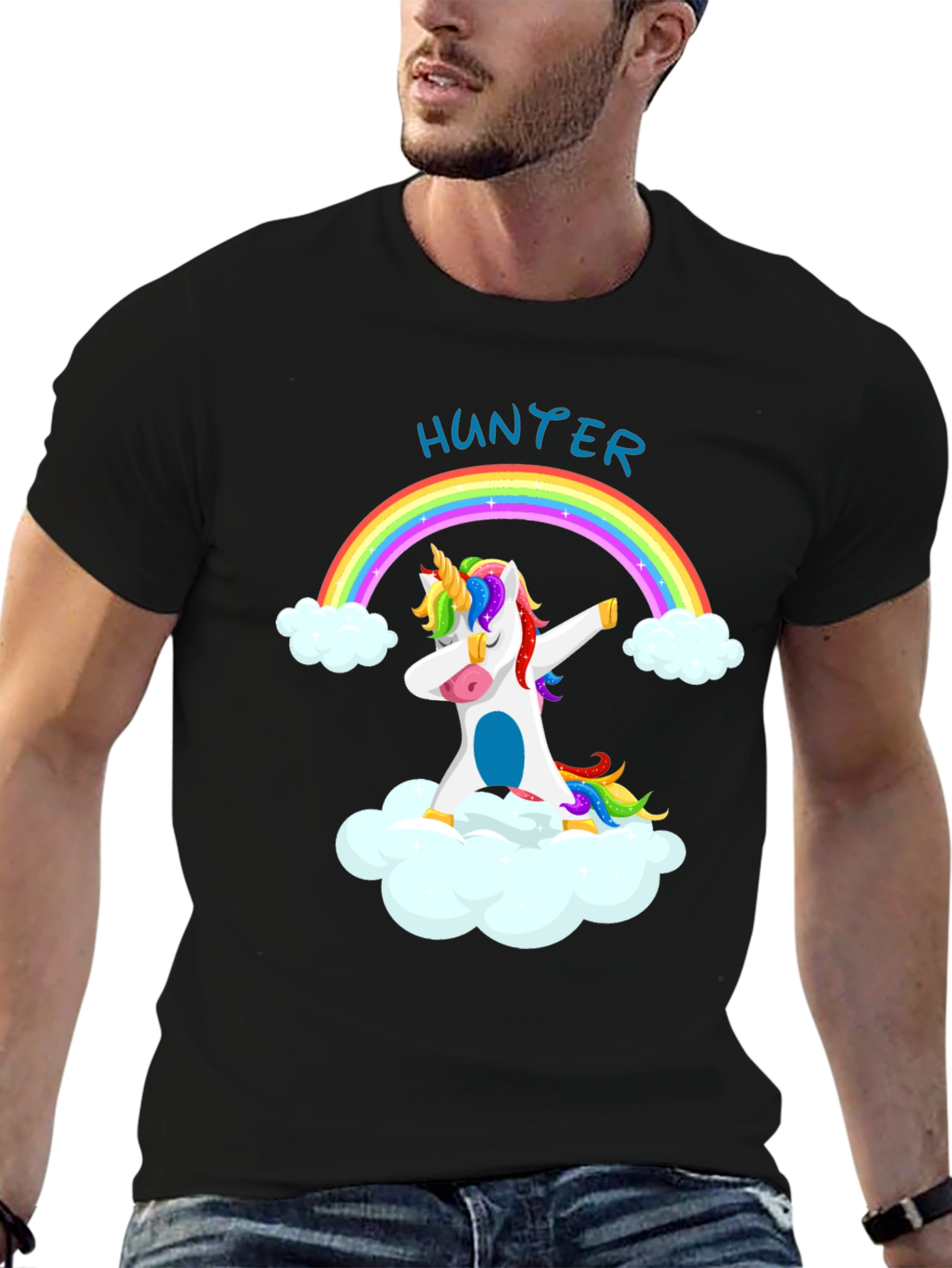 Hunter Unicorn Dabbing Rainbow T-Shirt