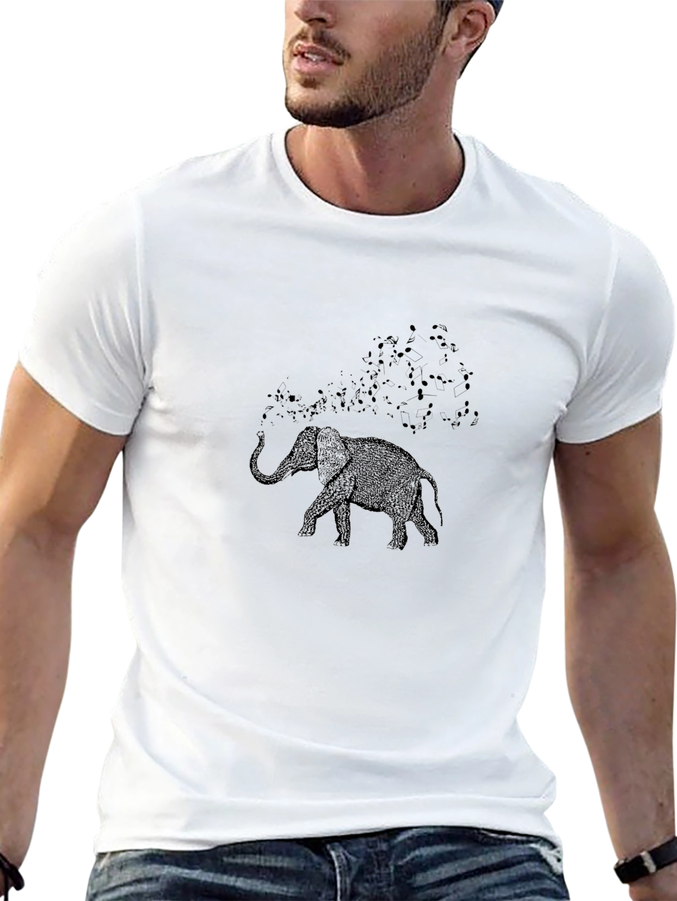 Elephant Dust Print Black T-Shirt