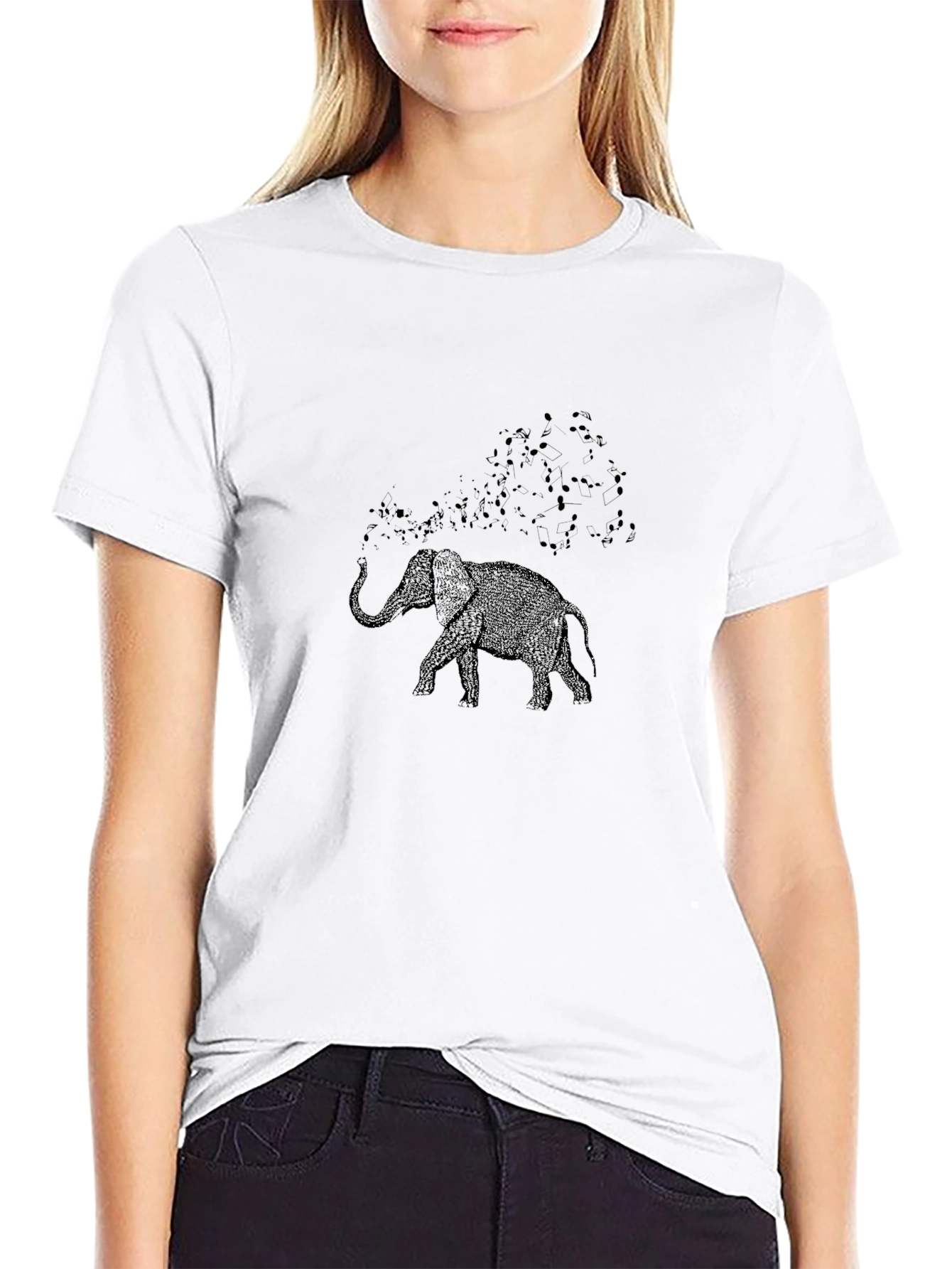 Elephant Dust Print Black T-Shirt