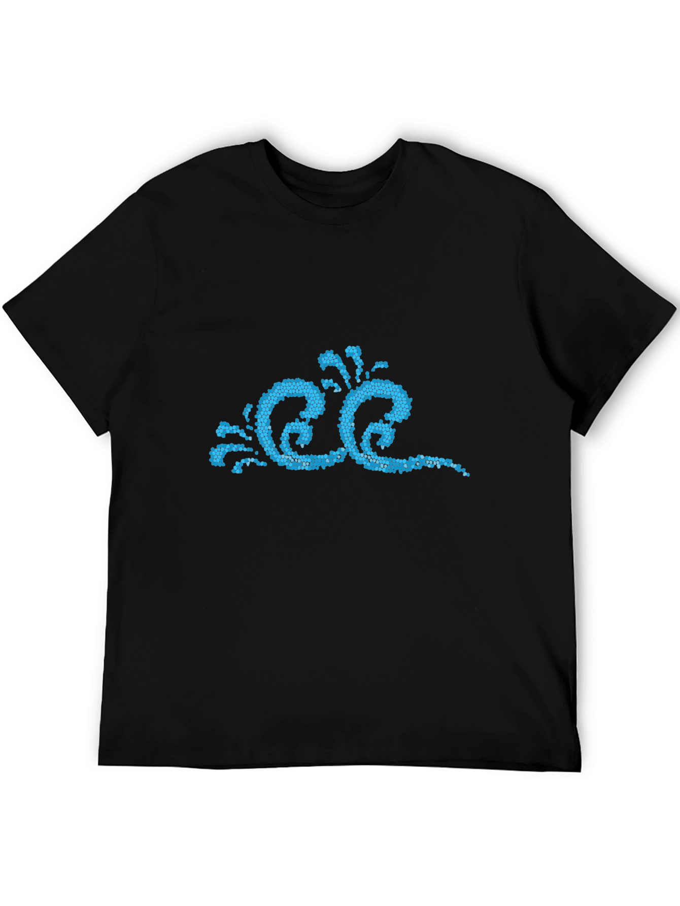 Stylish Black T-Shirt with Blue Wave Design