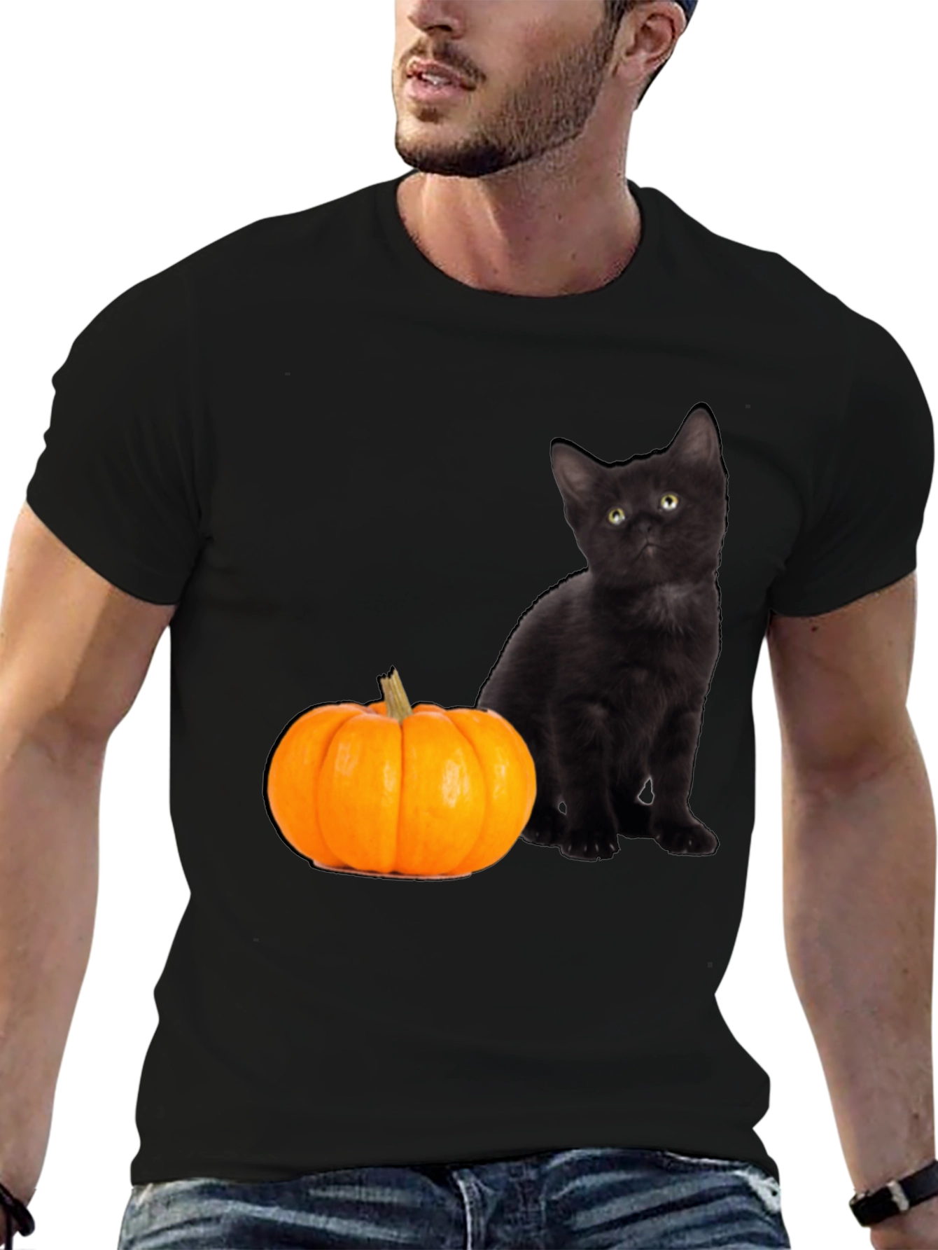 Black Cat & Pumpkin Halloween T-Shirt
