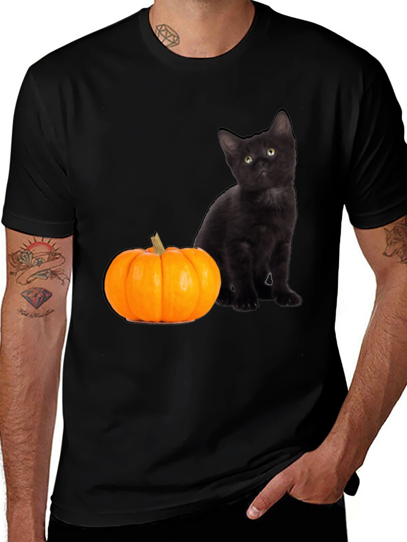 Black Cat & Pumpkin Halloween T-Shirt