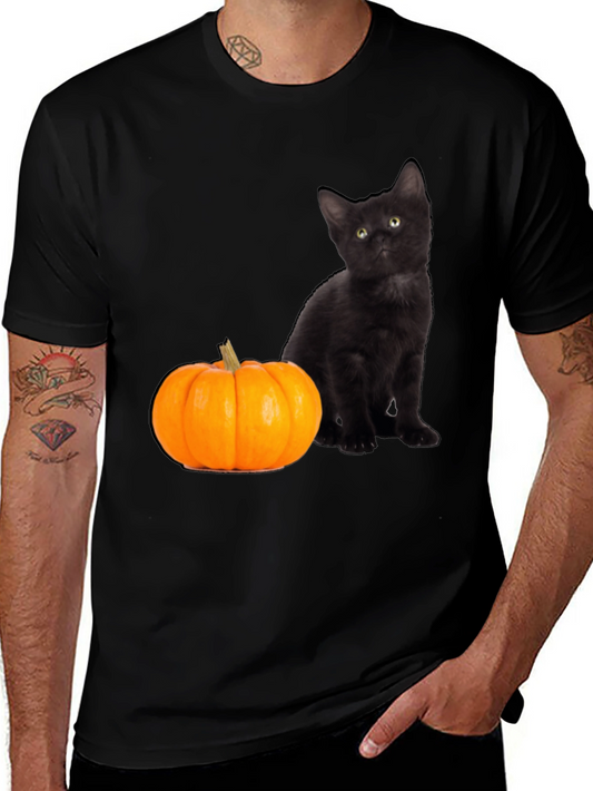 Black Cat & Pumpkin Halloween T-Shirt