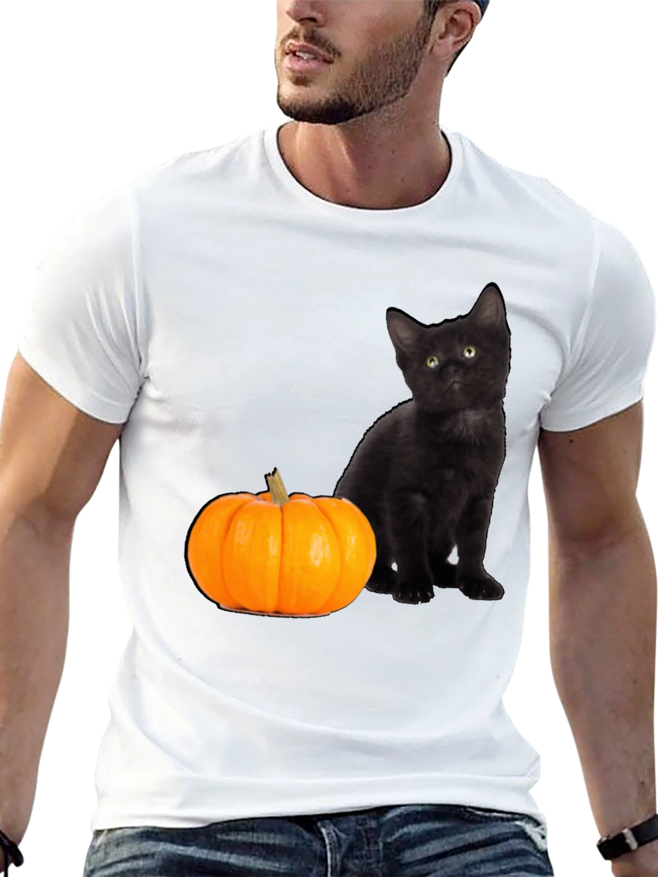 Black Cat & Pumpkin Halloween T-Shirt