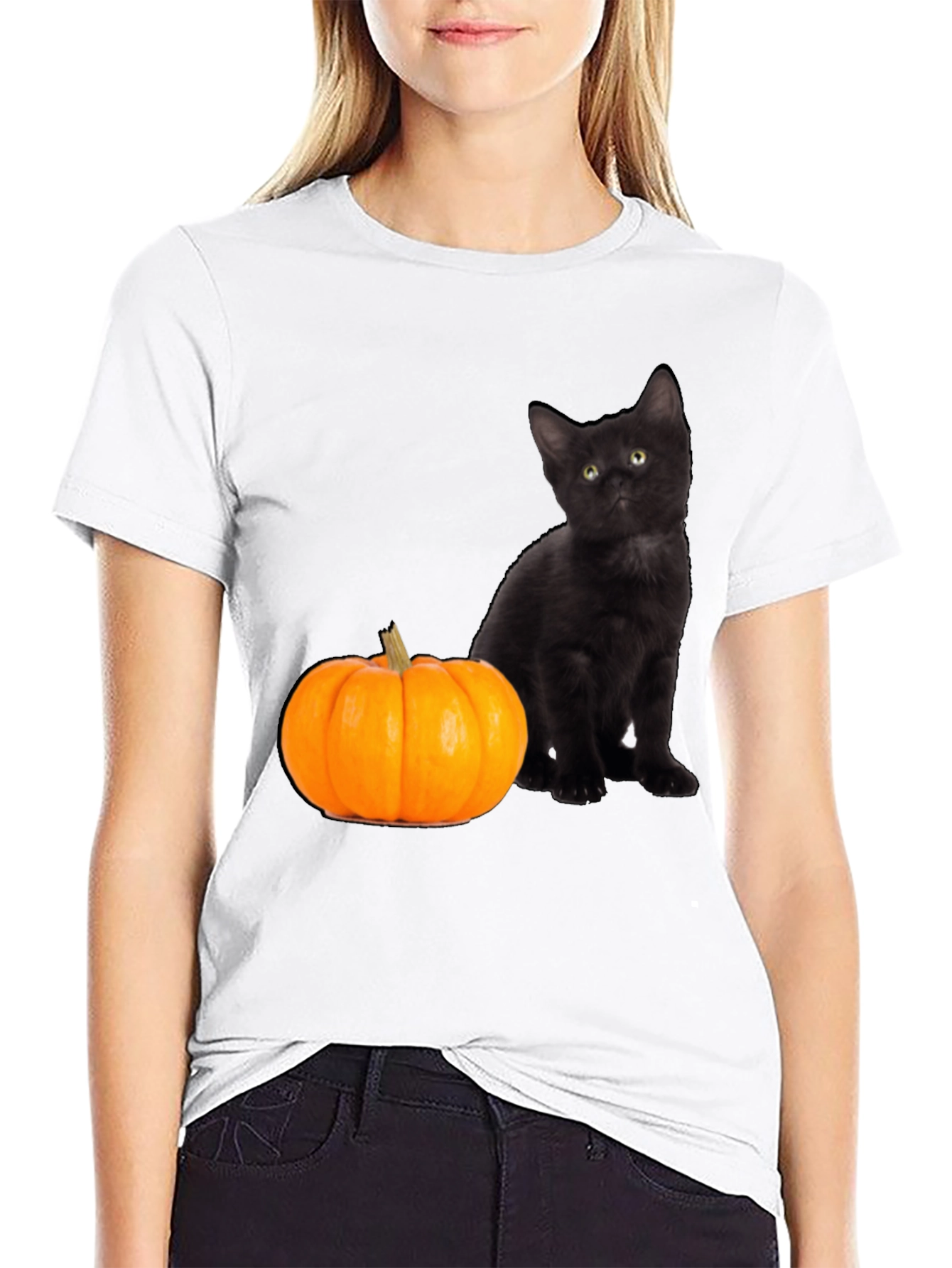 Black Cat & Pumpkin Halloween T-Shirt