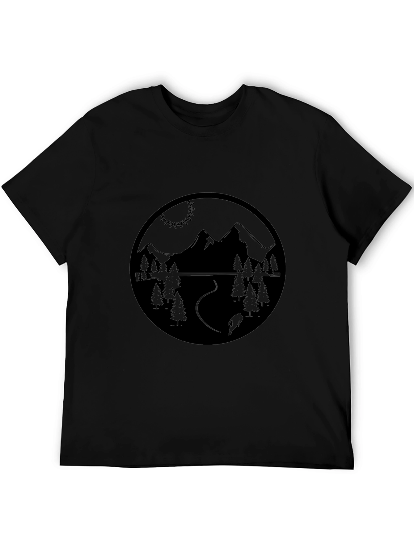 Mountain Biking Scene Black Graphic Tee